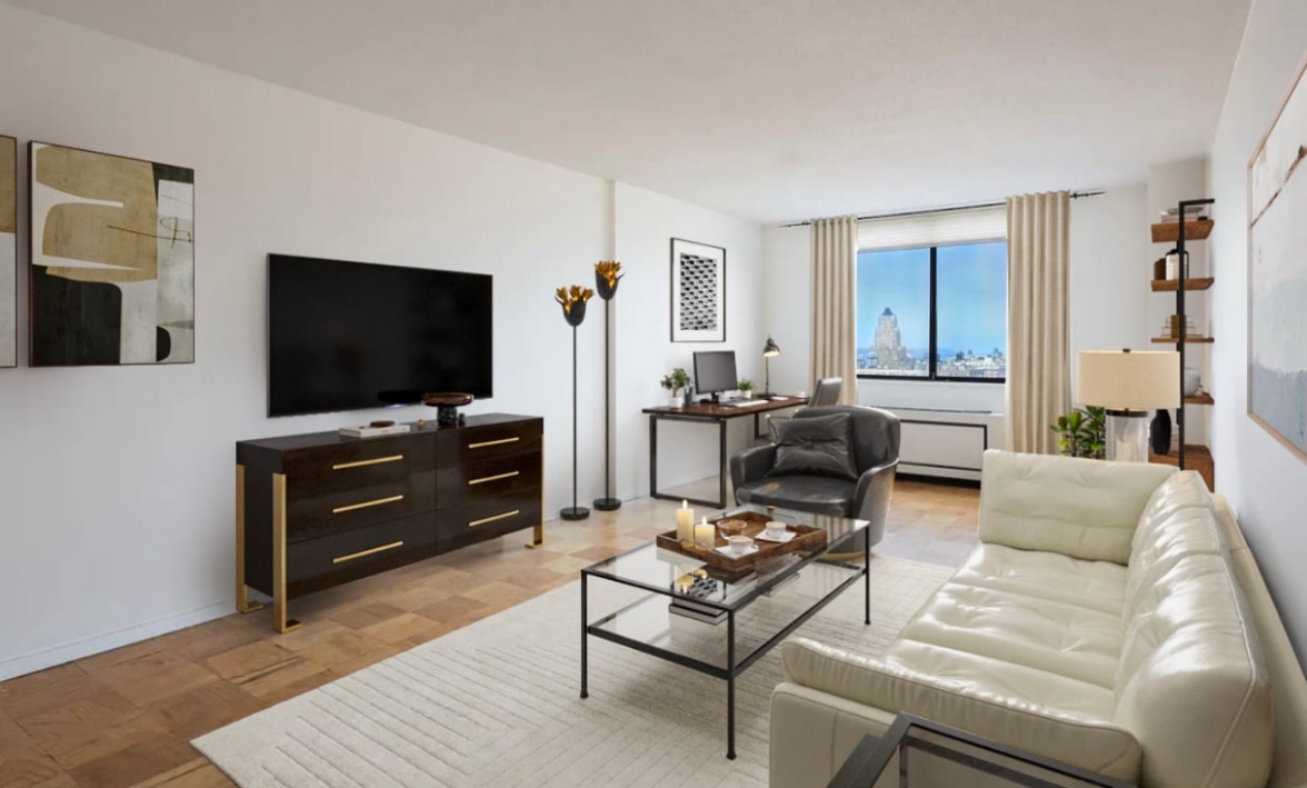 a living room with furniture and a flat screen tv