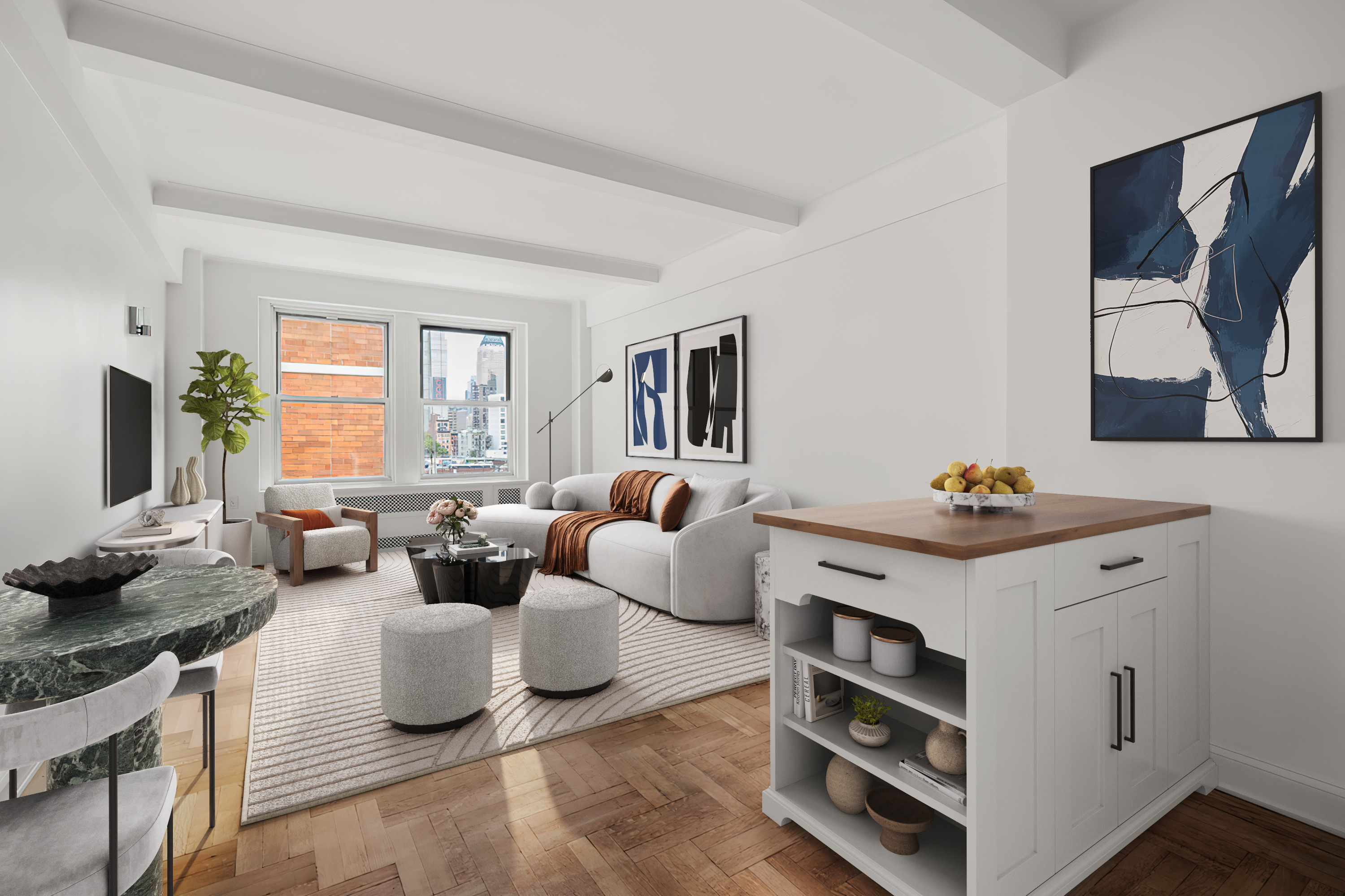 a living room with furniture and a flat screen tv