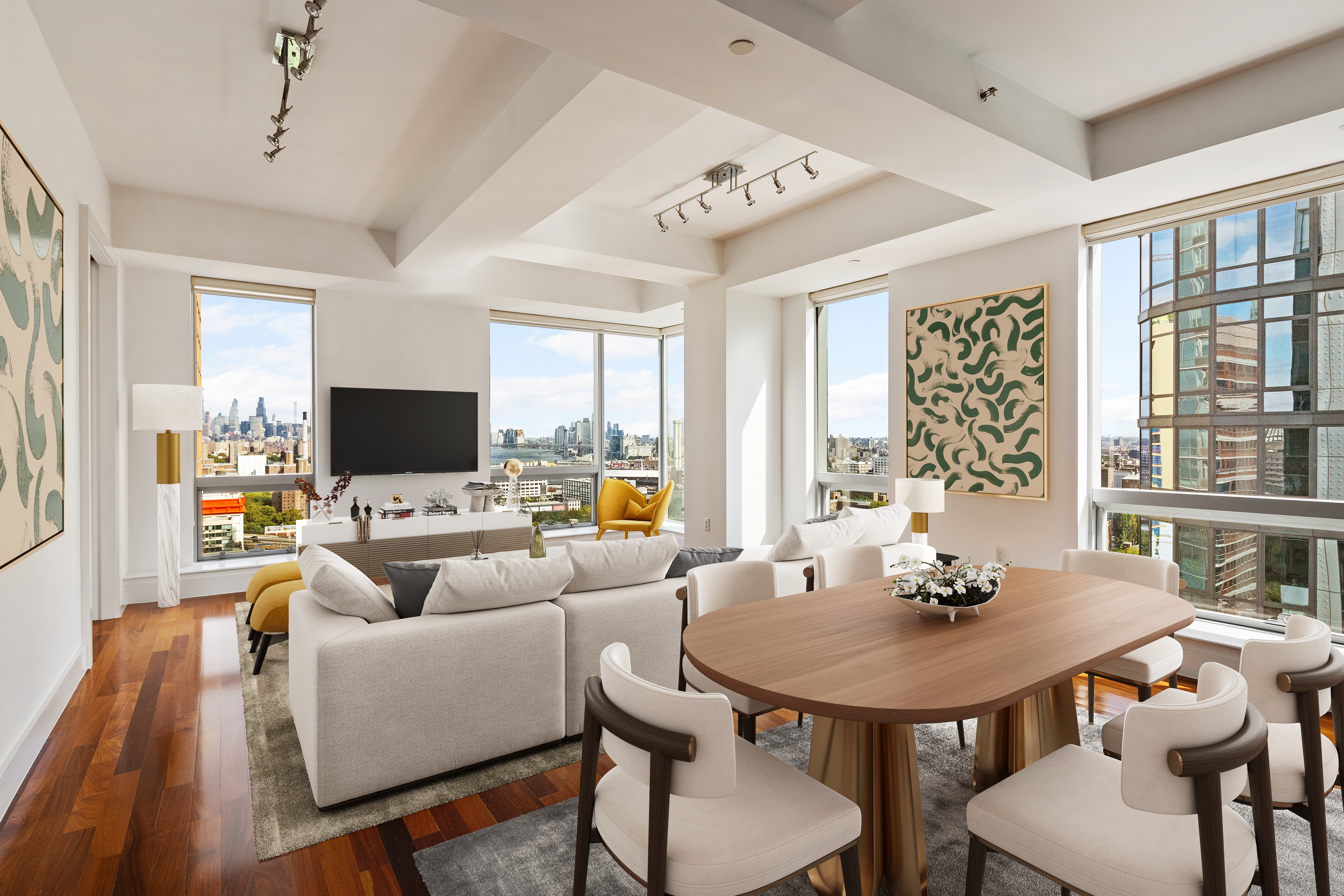 a living room with furniture and a flat screen tv