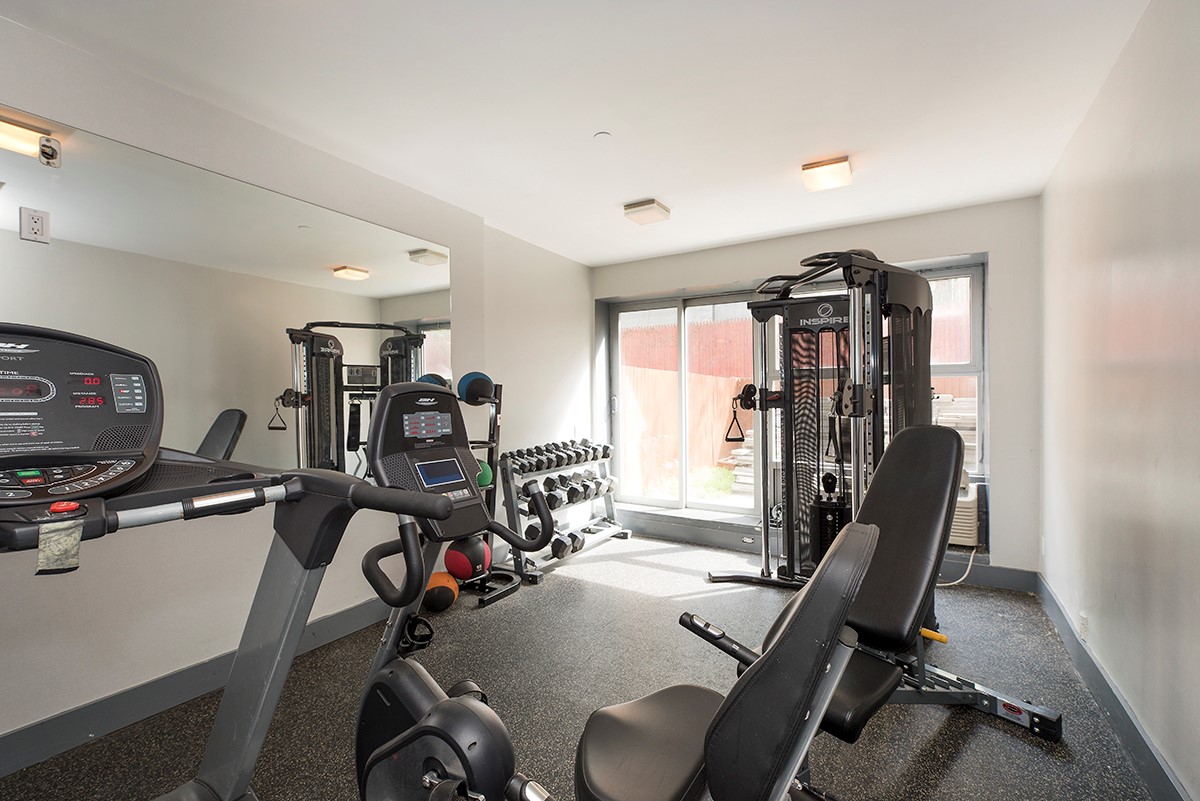 a view of a room with gym equipment