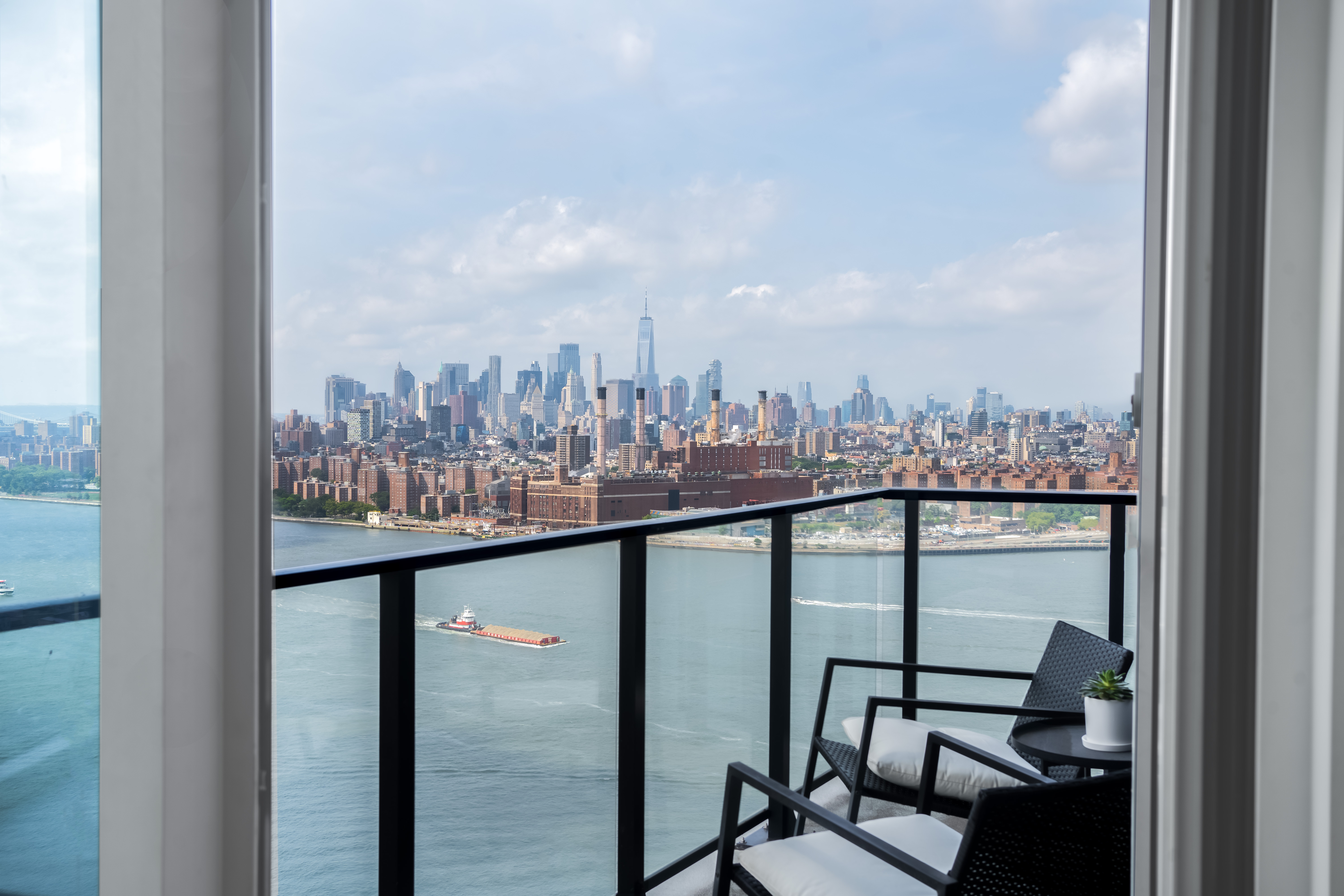 a view of a city from a balcony