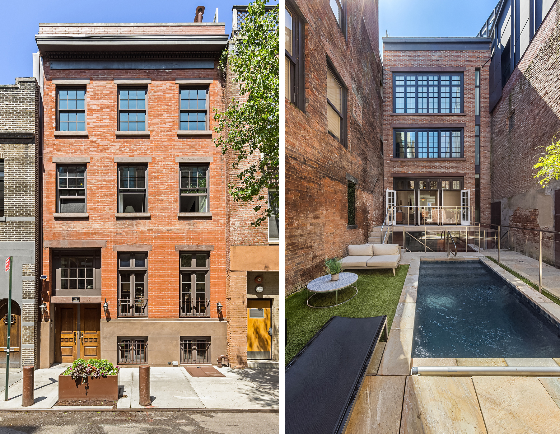 a view of a patio next to a building