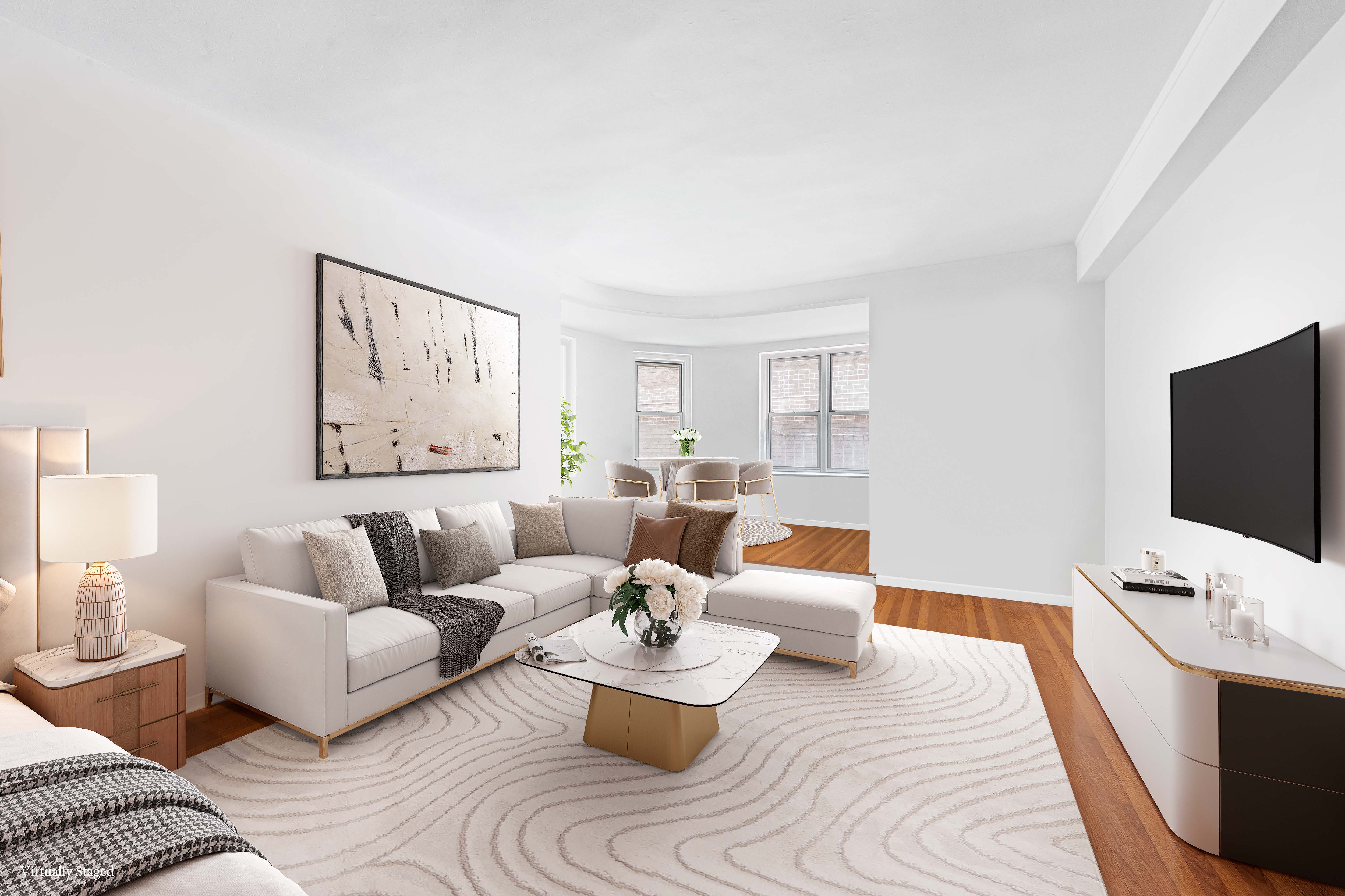 a living room with furniture and a flat screen tv