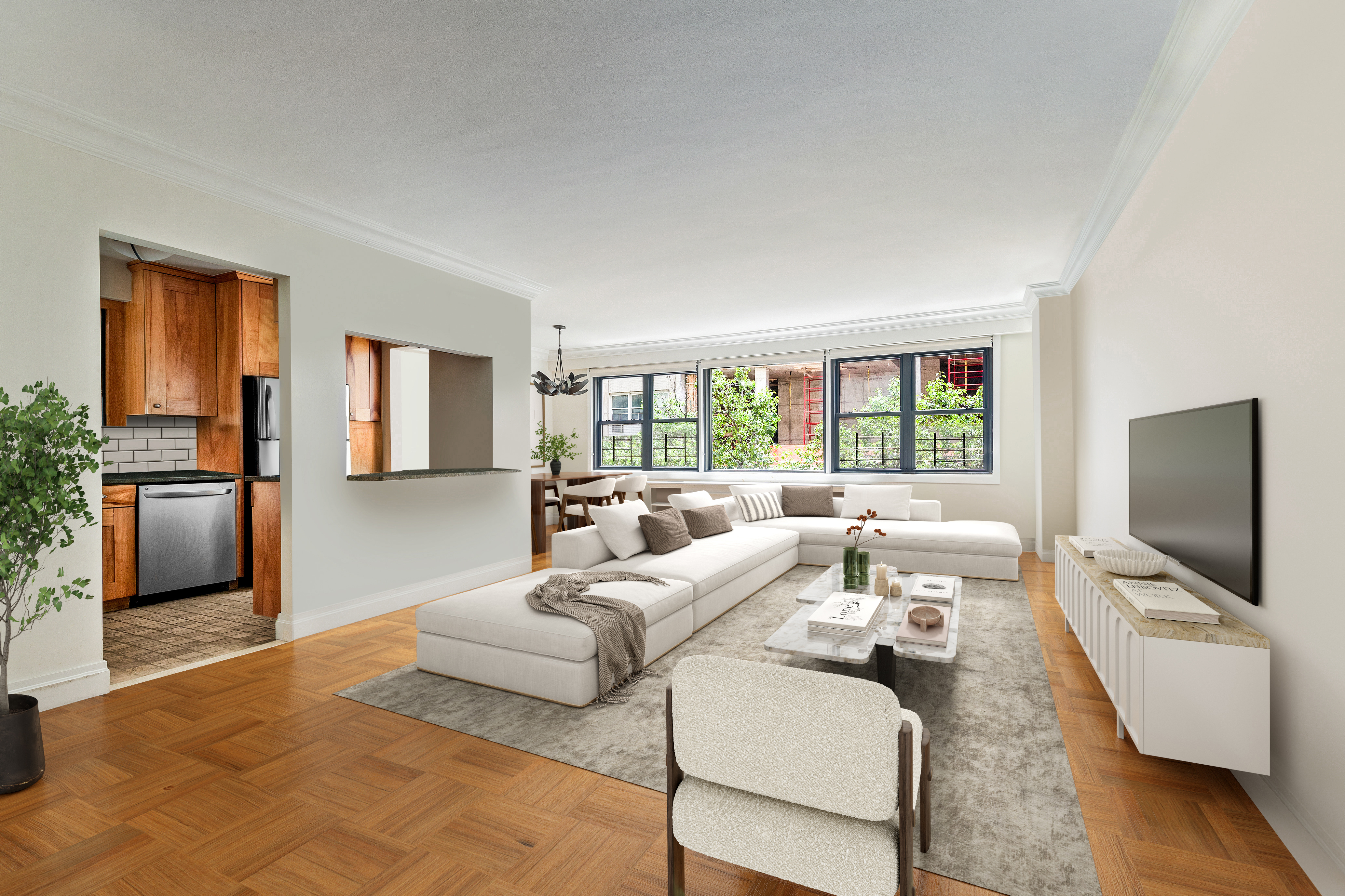 a living room with furniture and a flat screen tv