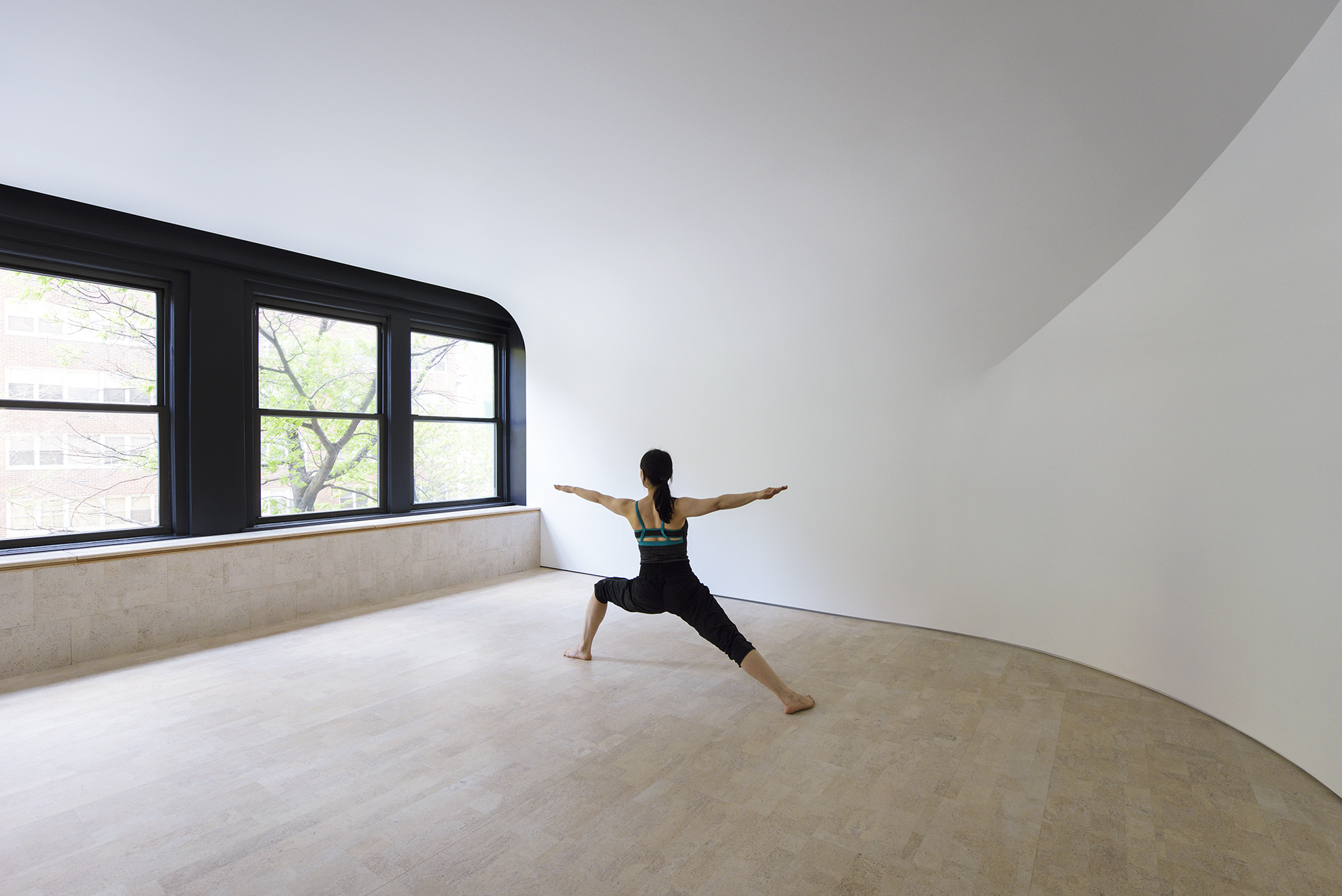 a living room with a window