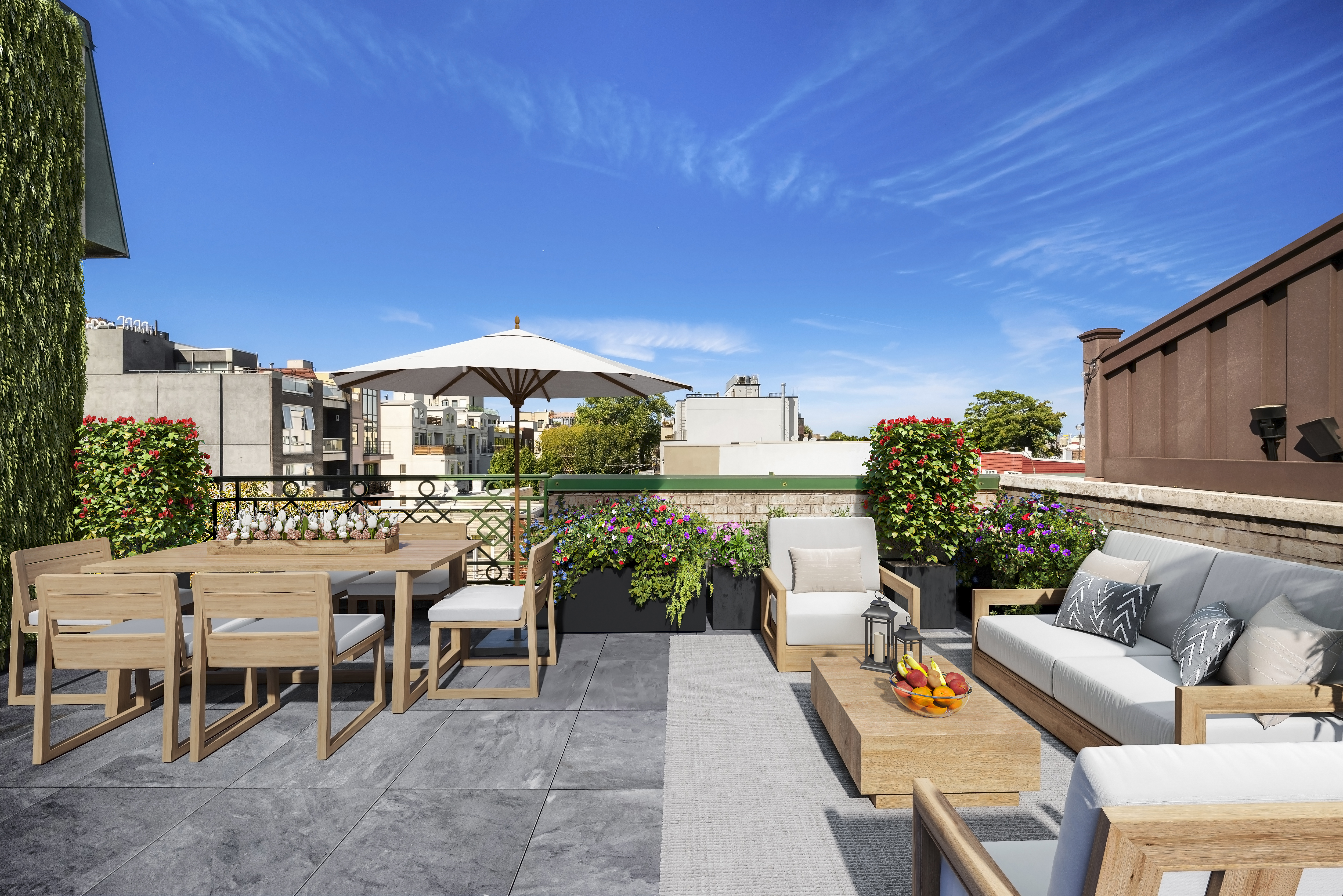 a view of an chairs and tables in the patio