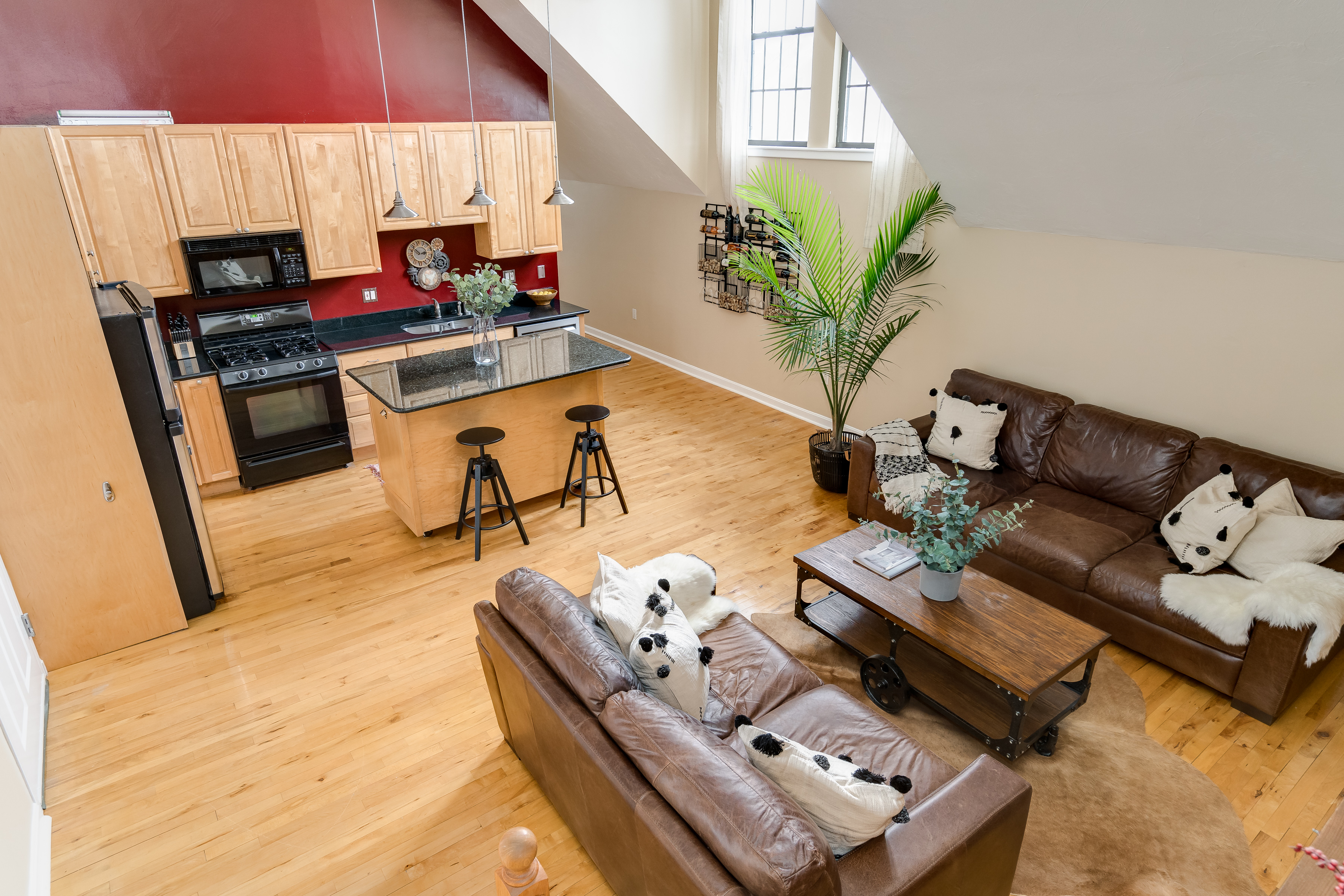 a living room with furniture and a couch