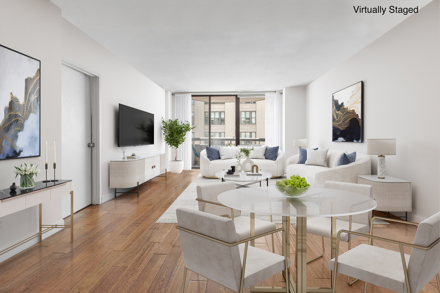 a living room with furniture and a flat screen tv