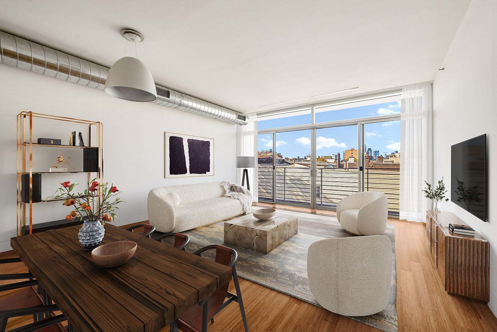 a living room with furniture and a flat screen tv