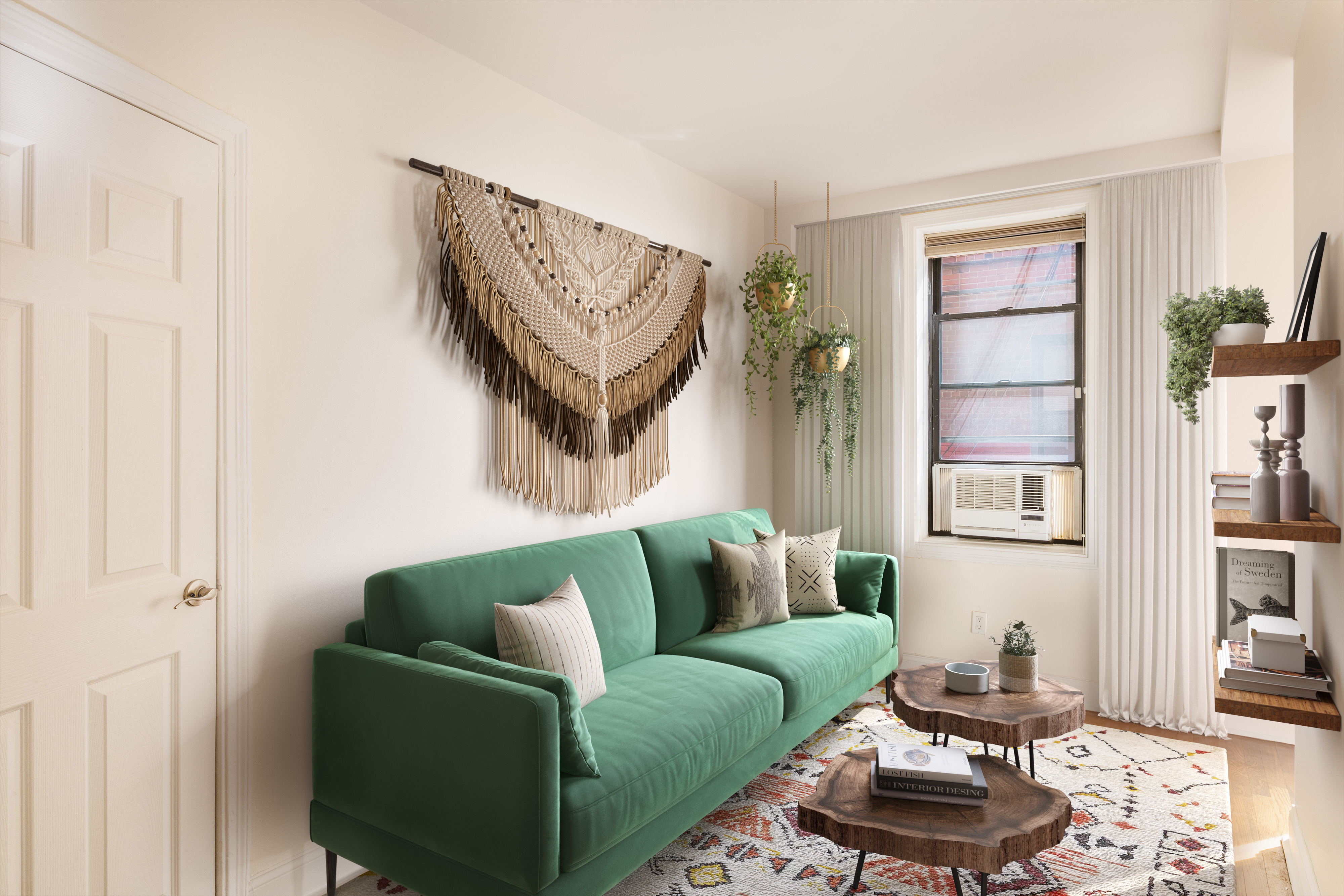 a living room with furniture and a window