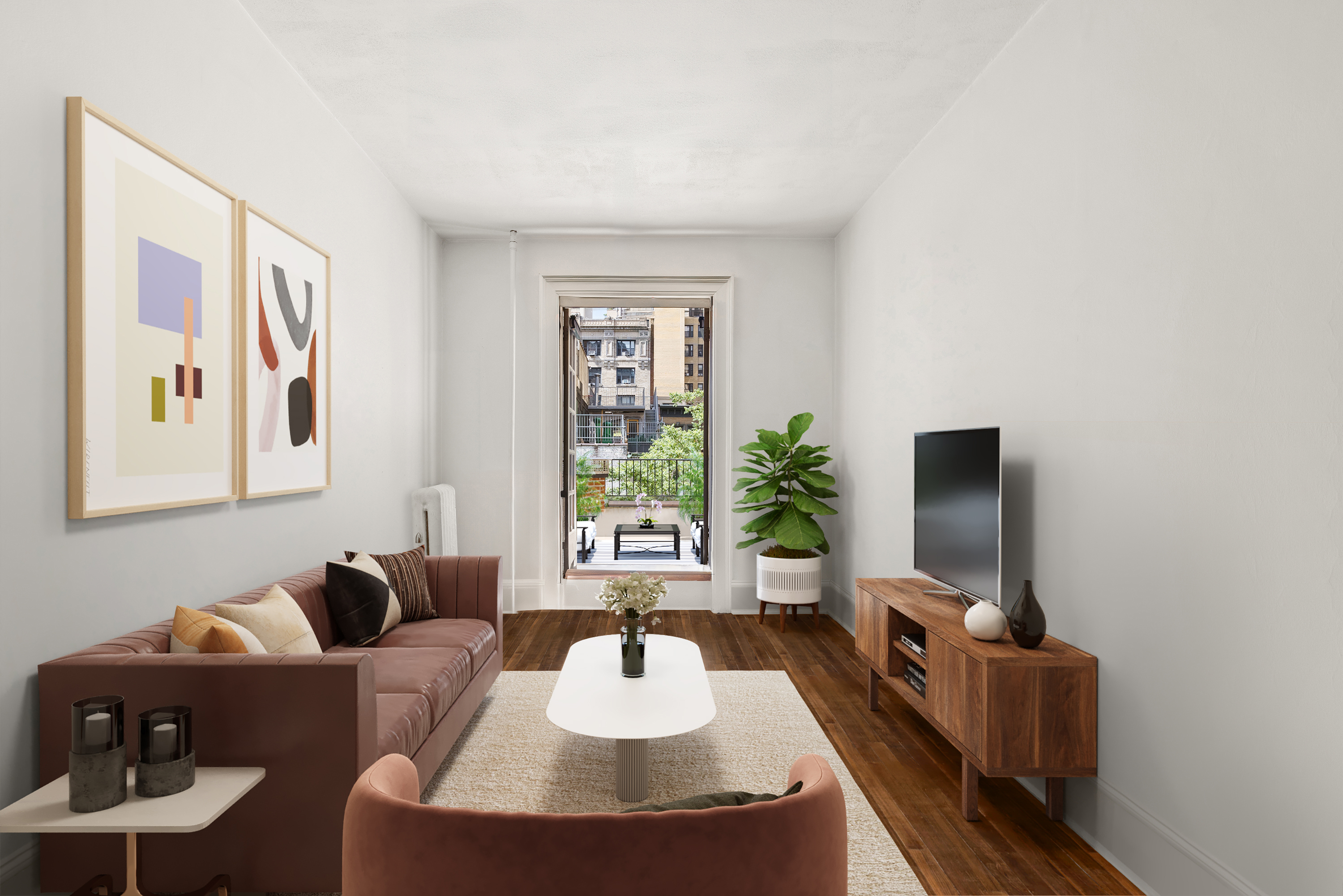 a living room with furniture and a flat screen tv