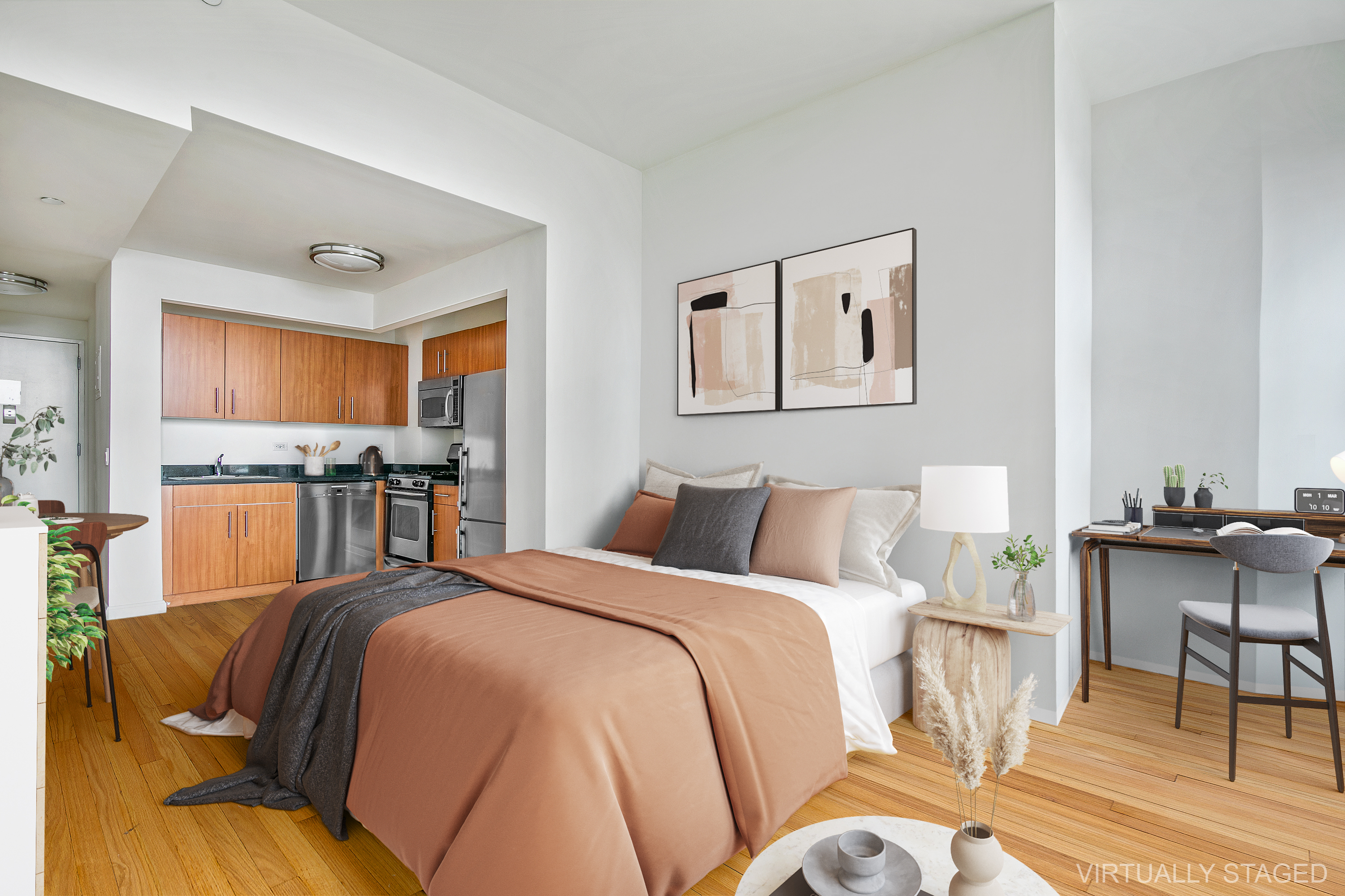 a bed room with a bed and balcony view