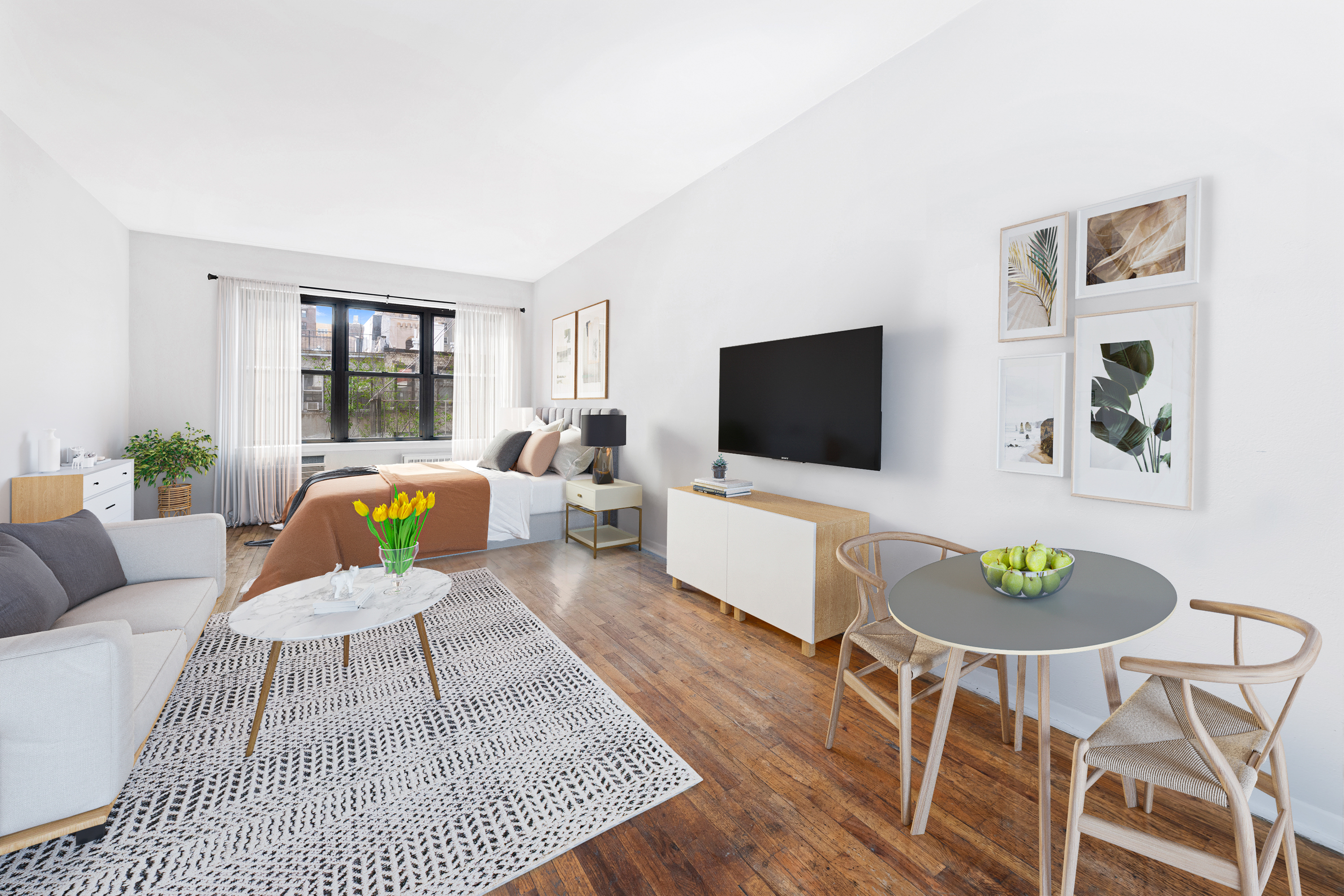 a living room with furniture and a flat screen tv