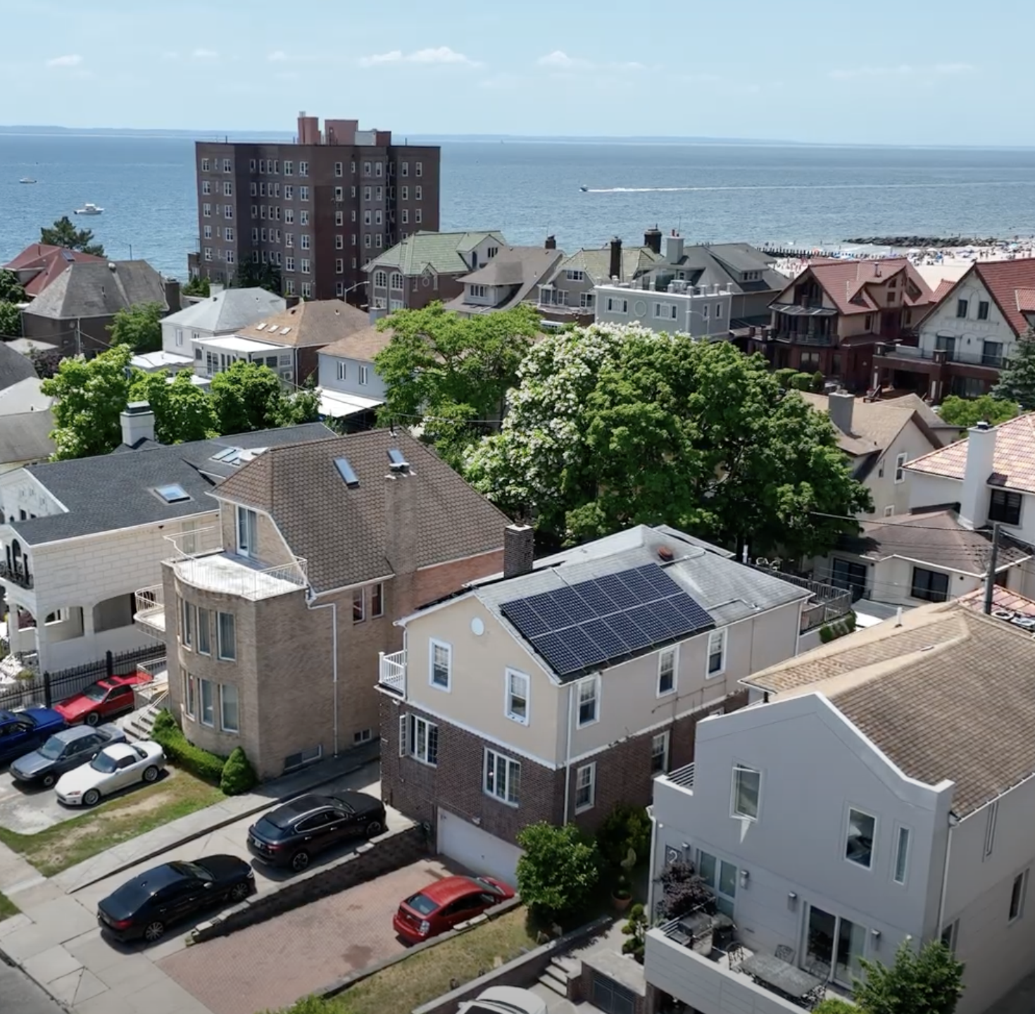 an aerial view of multiple houses