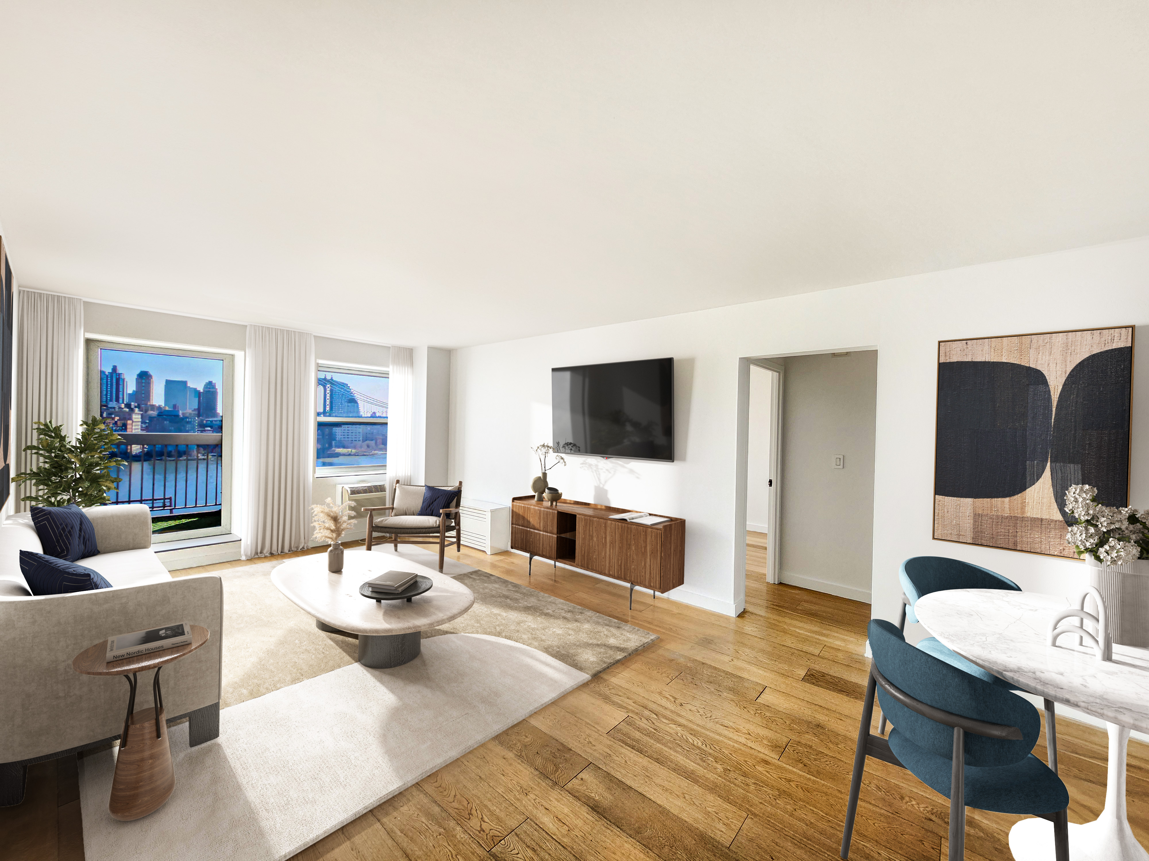 a living room with furniture and a flat screen tv