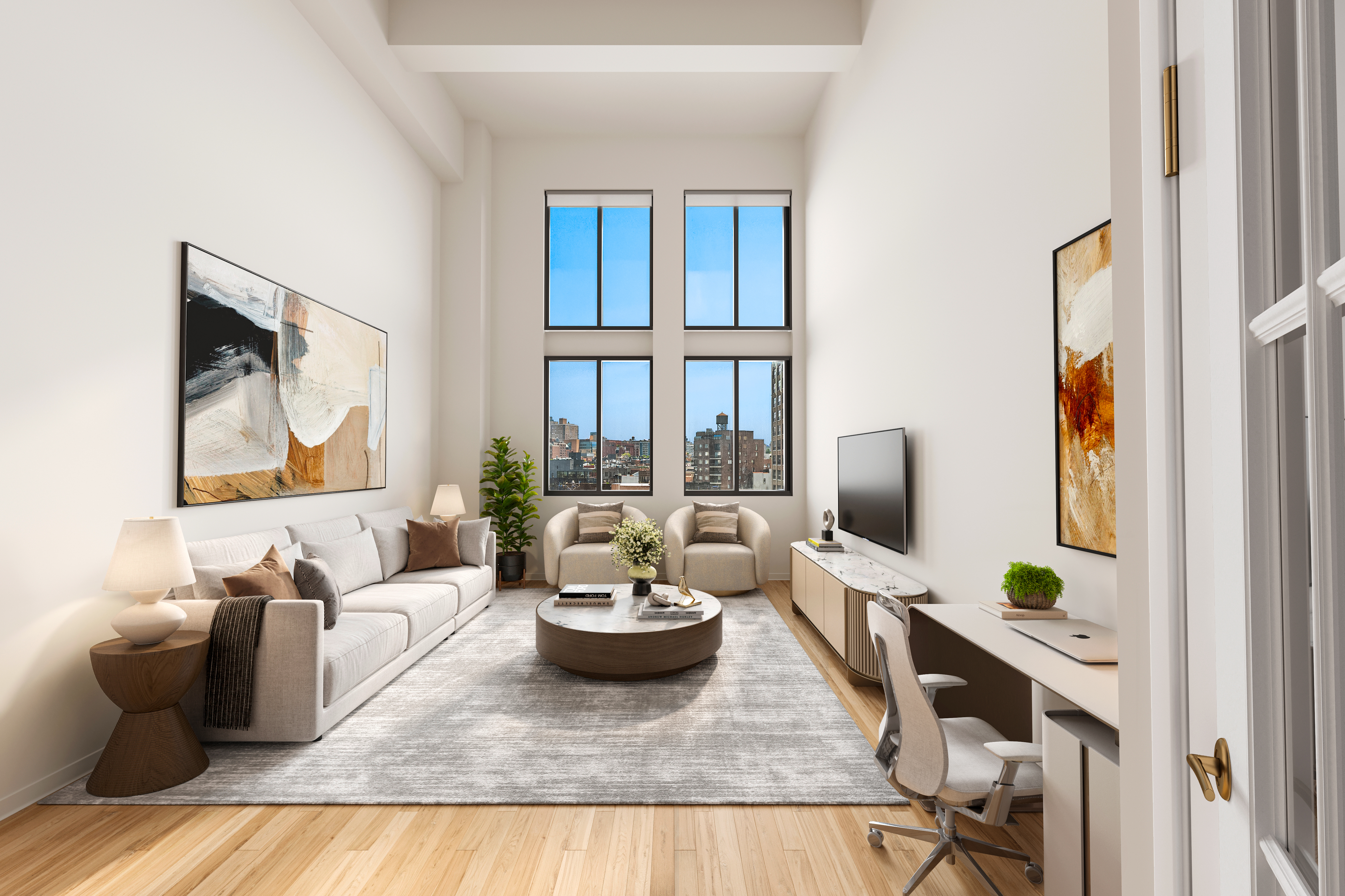 a living room with furniture and a flat screen tv