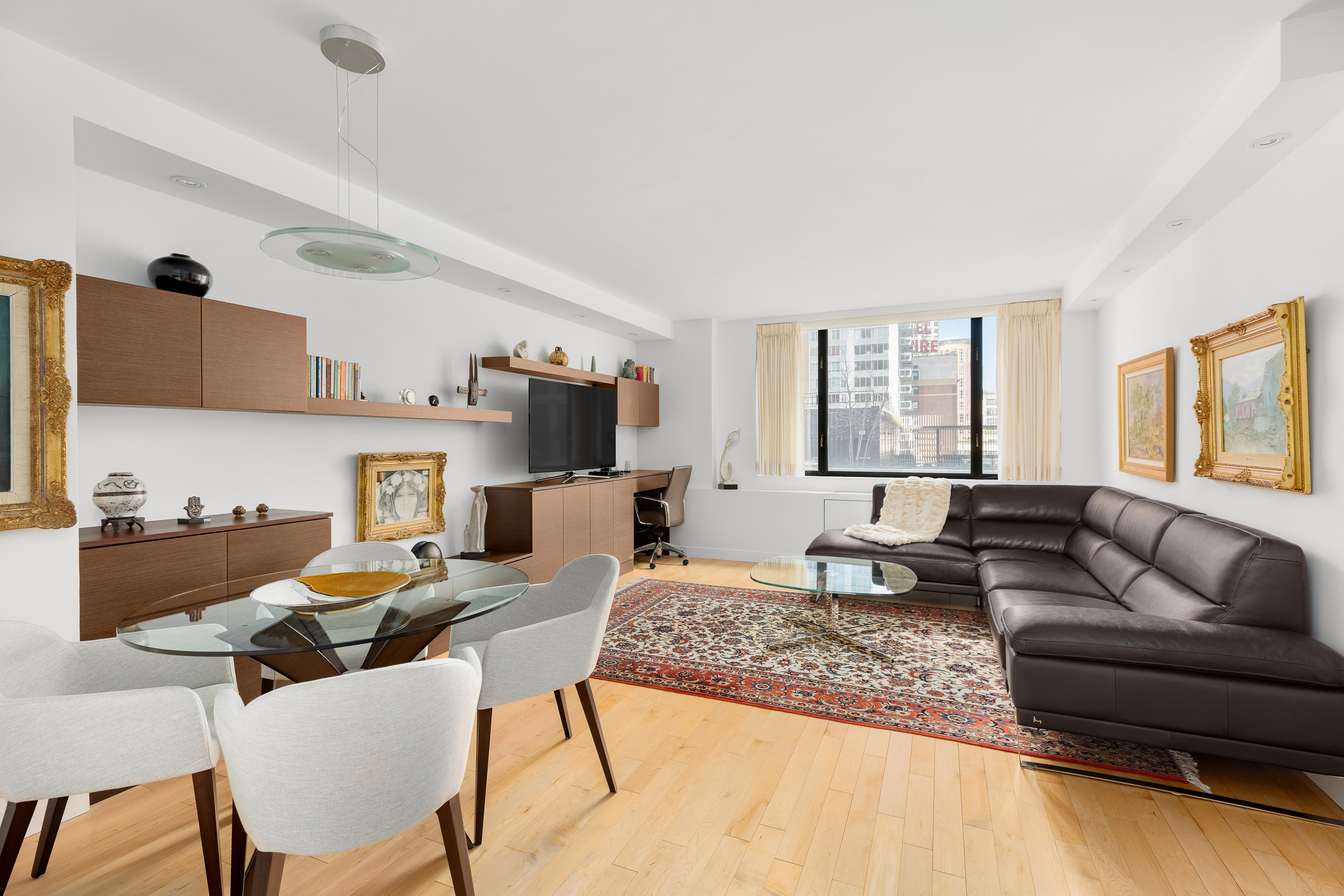 a living room with furniture and a couch