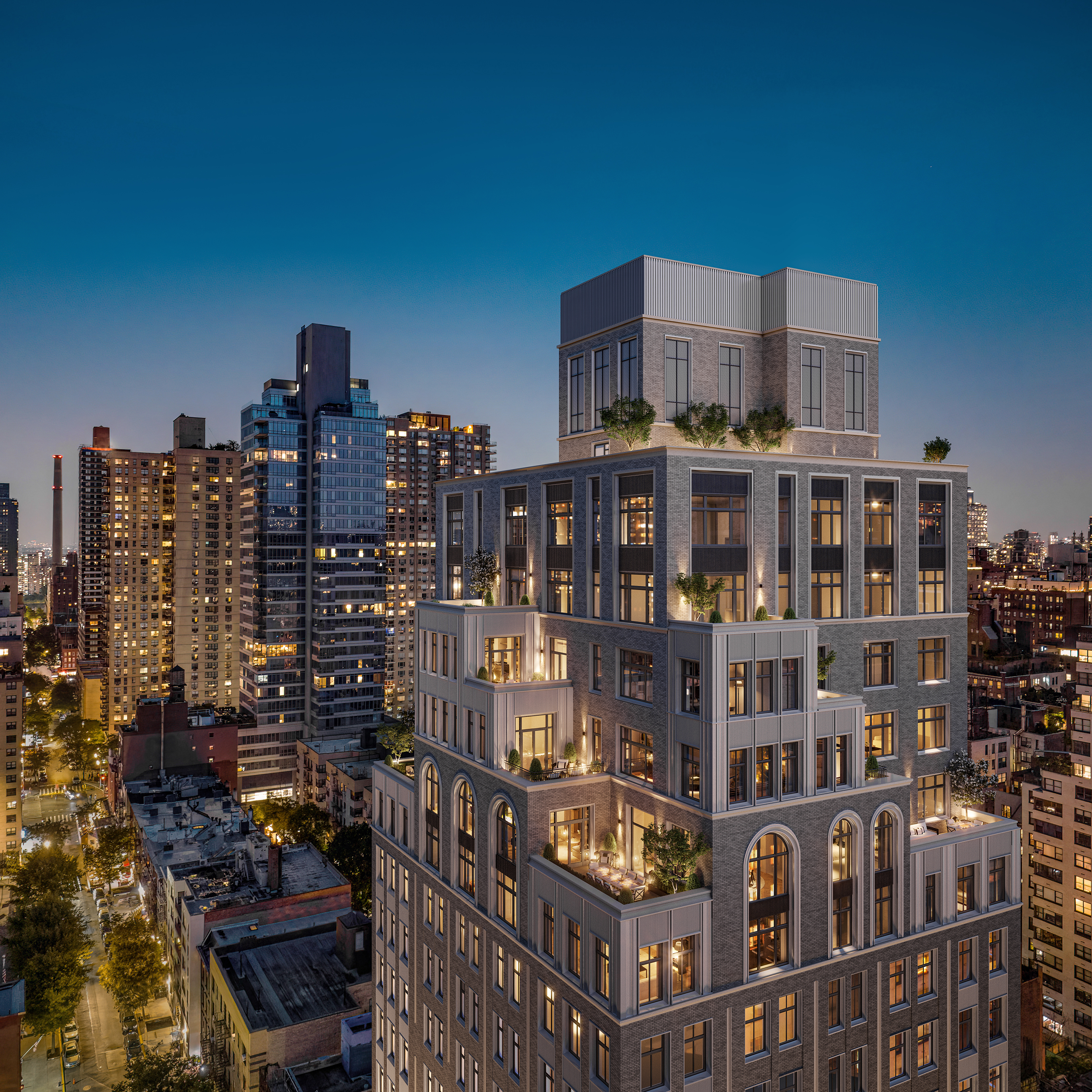 a city view with tall buildings