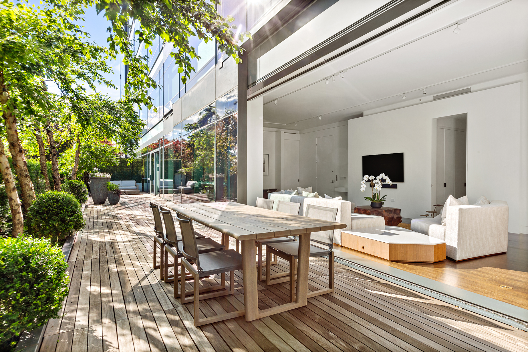 a outdoor space with furniture