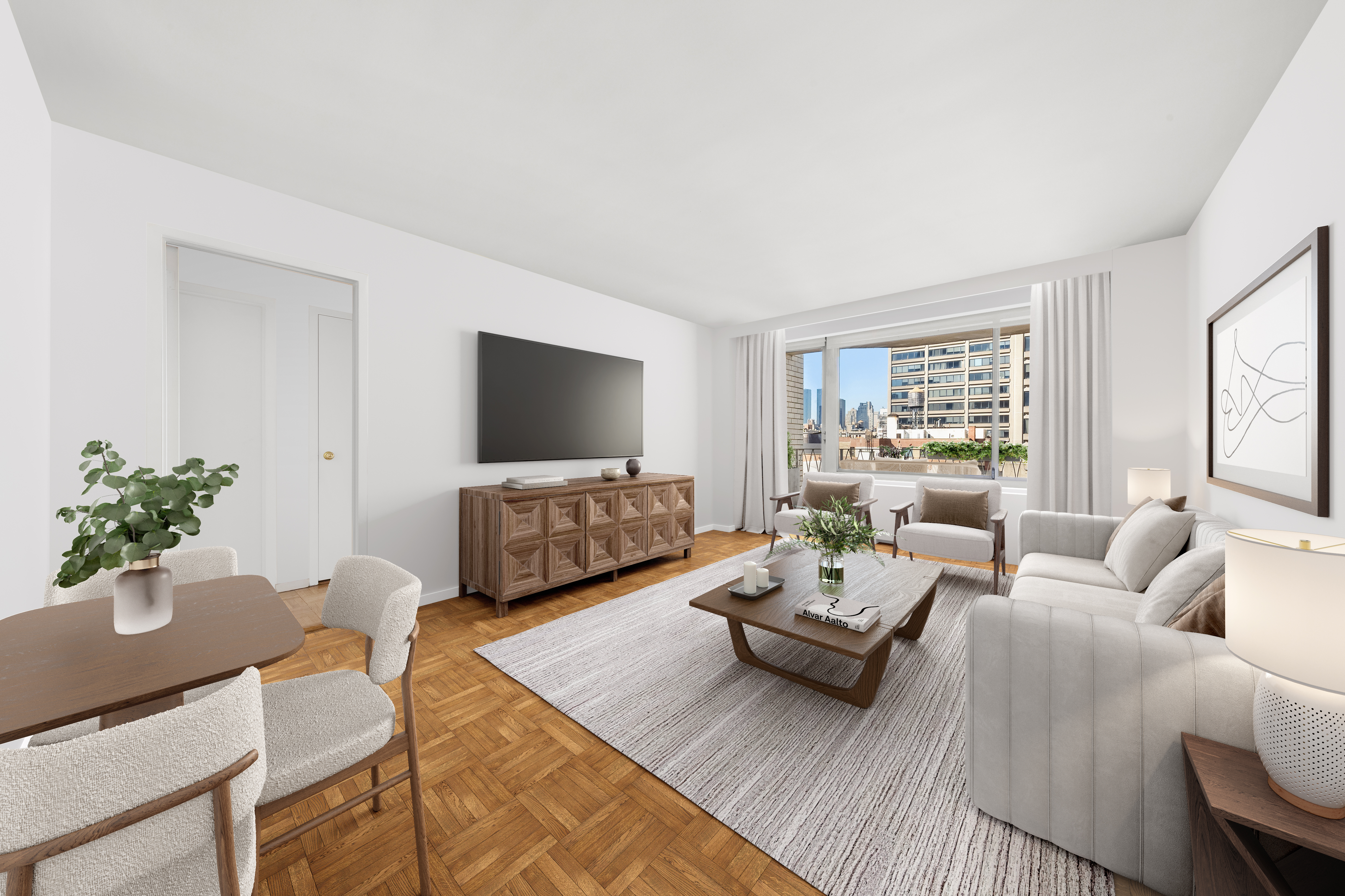 a living room with furniture and a flat screen tv