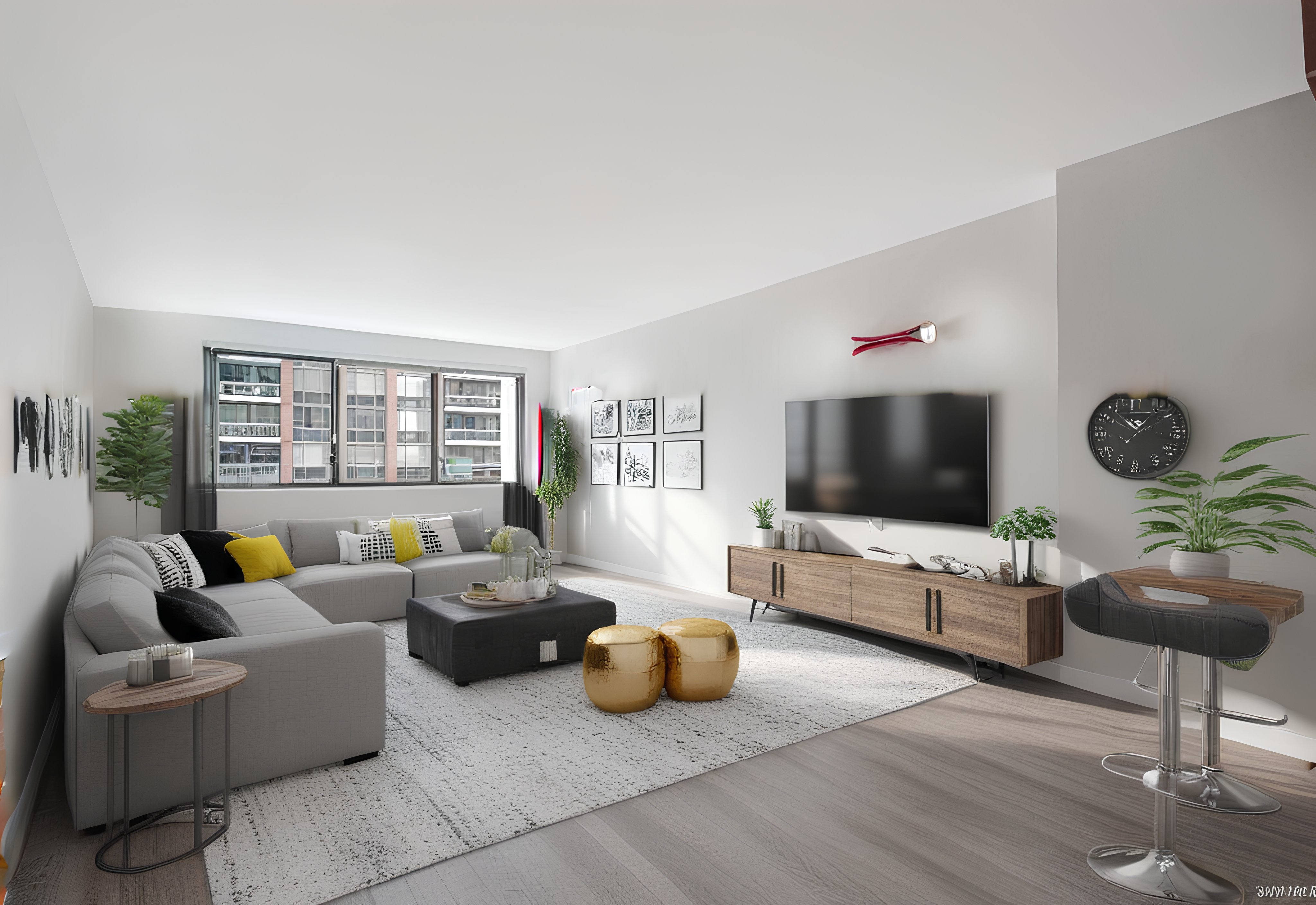 a living room with furniture and a flat screen tv