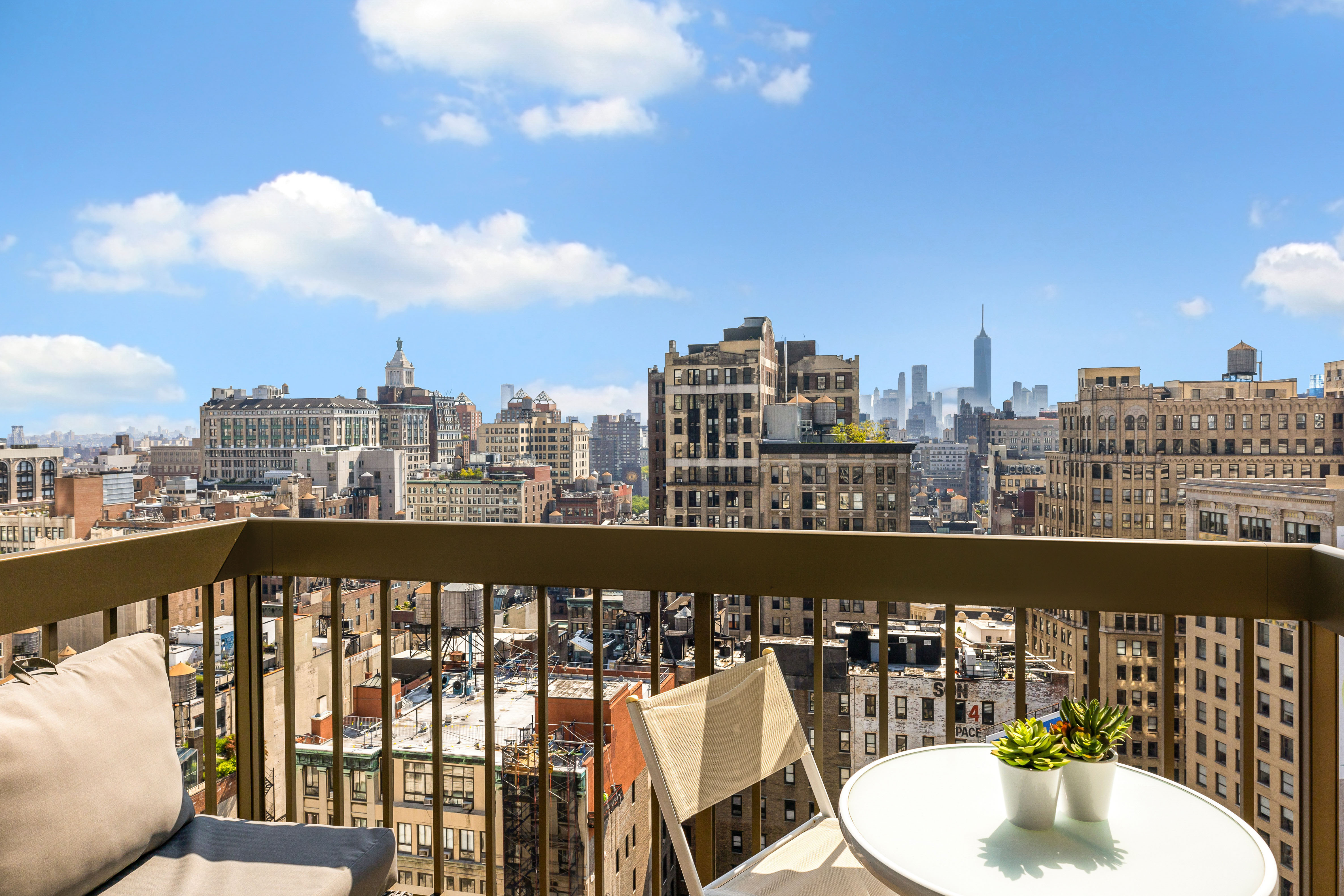 a view of city from a roof deck