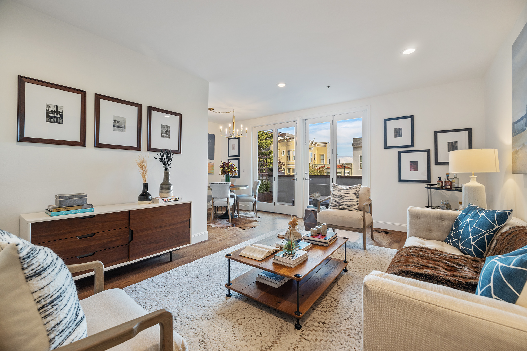 a living room with furniture