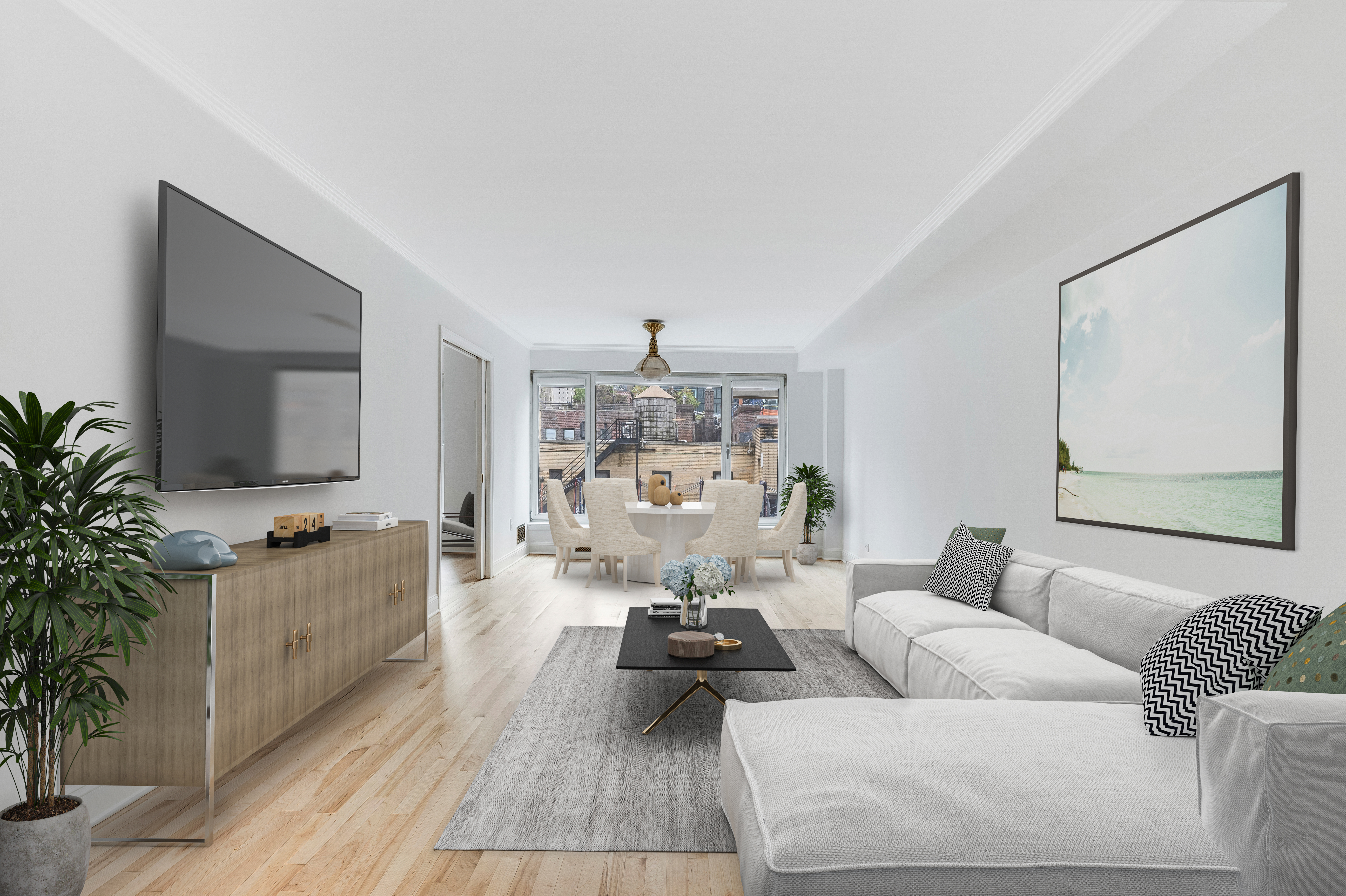 a living room with furniture and a flat screen tv