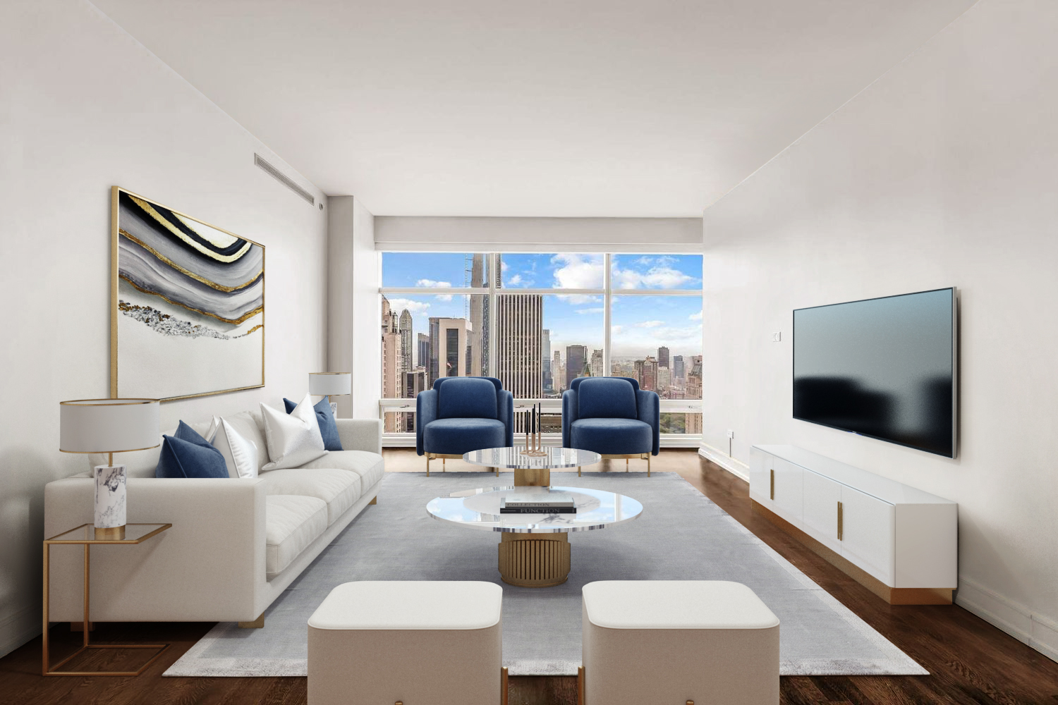 a living room with furniture and a flat screen tv