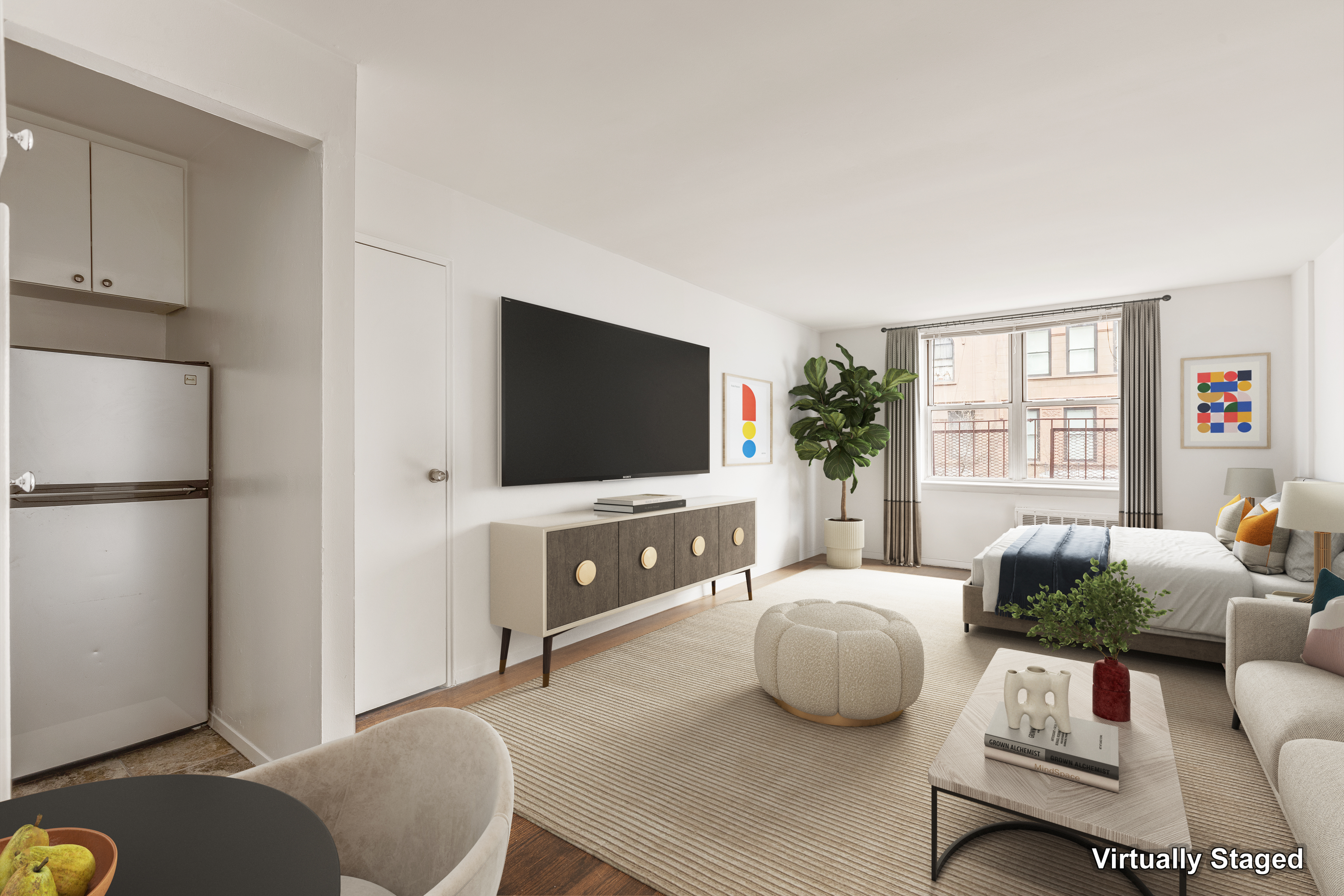 a living room with furniture and a flat screen tv