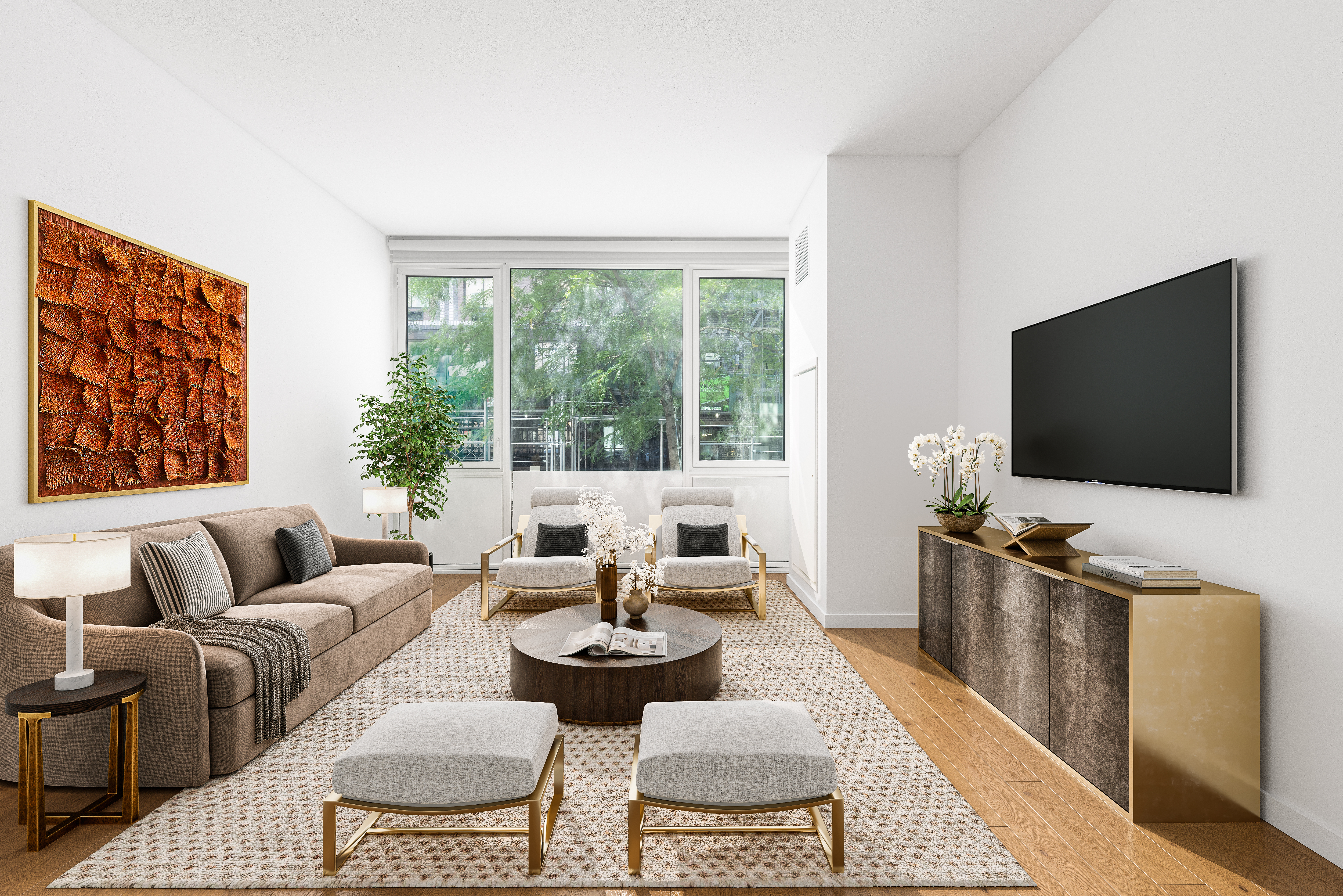 a living room with furniture and a flat screen tv