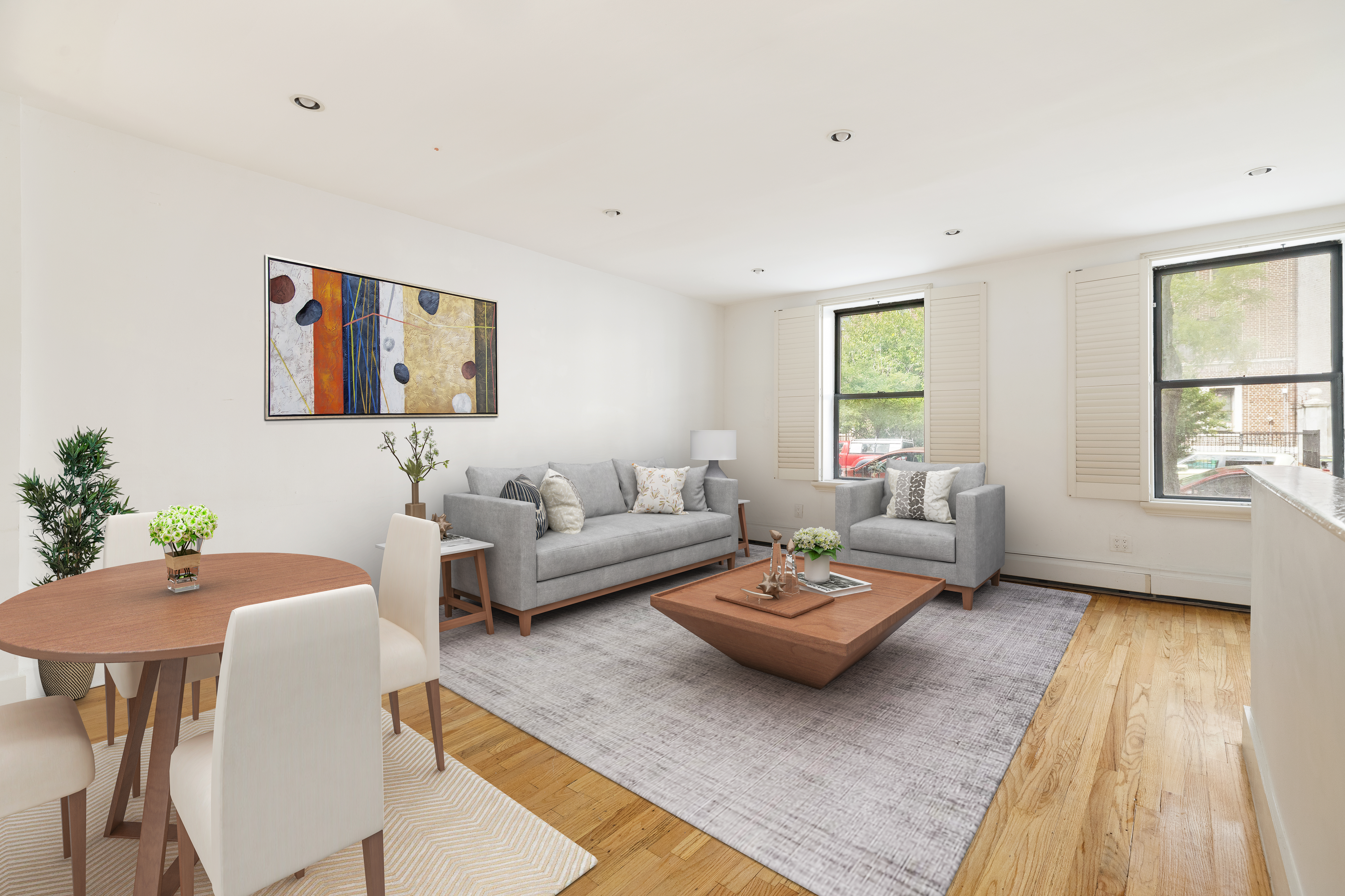 a living room with furniture and a window