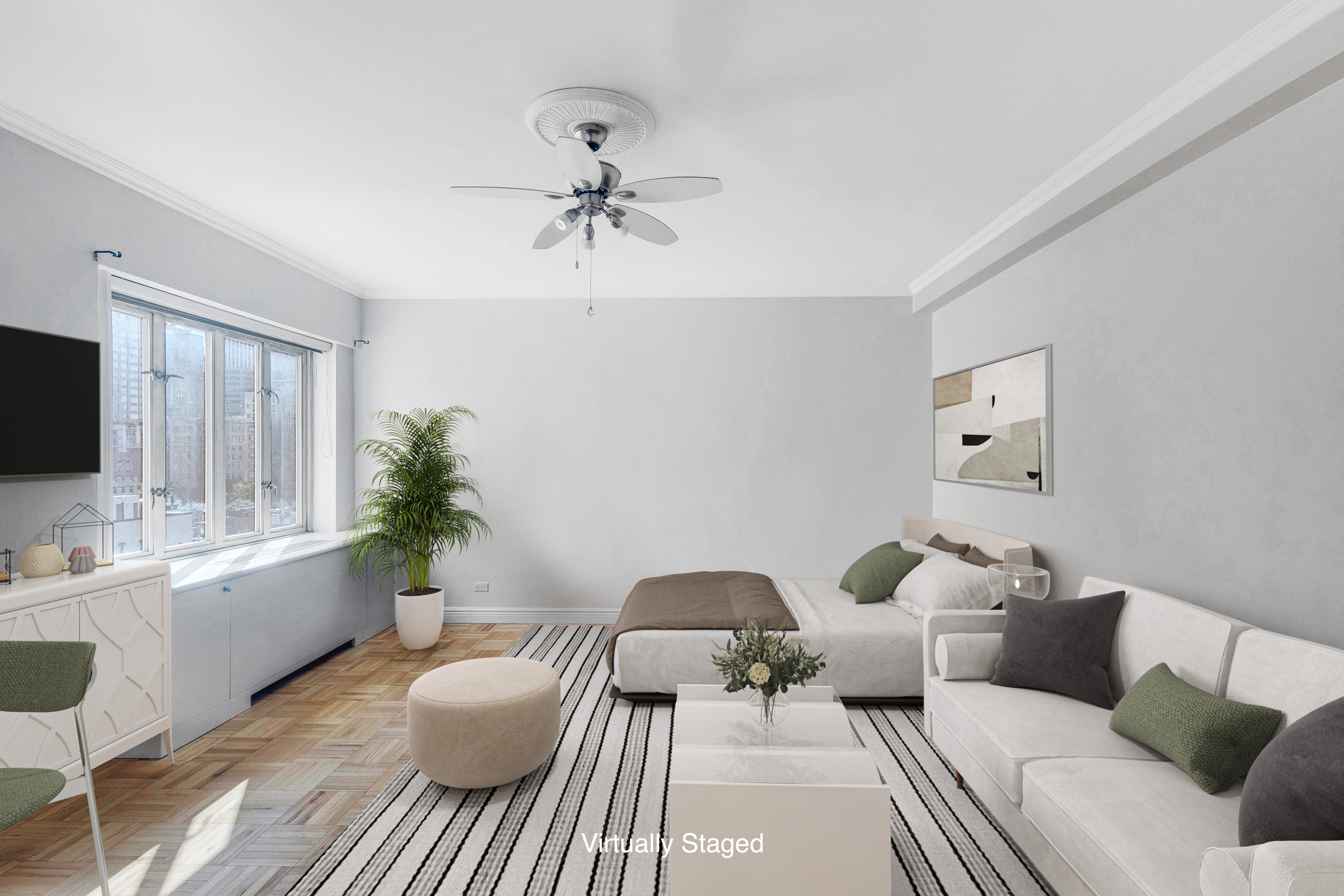 a living room with furniture and a flat screen tv