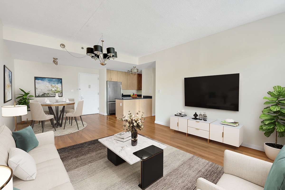 a living room with furniture and a flat screen tv