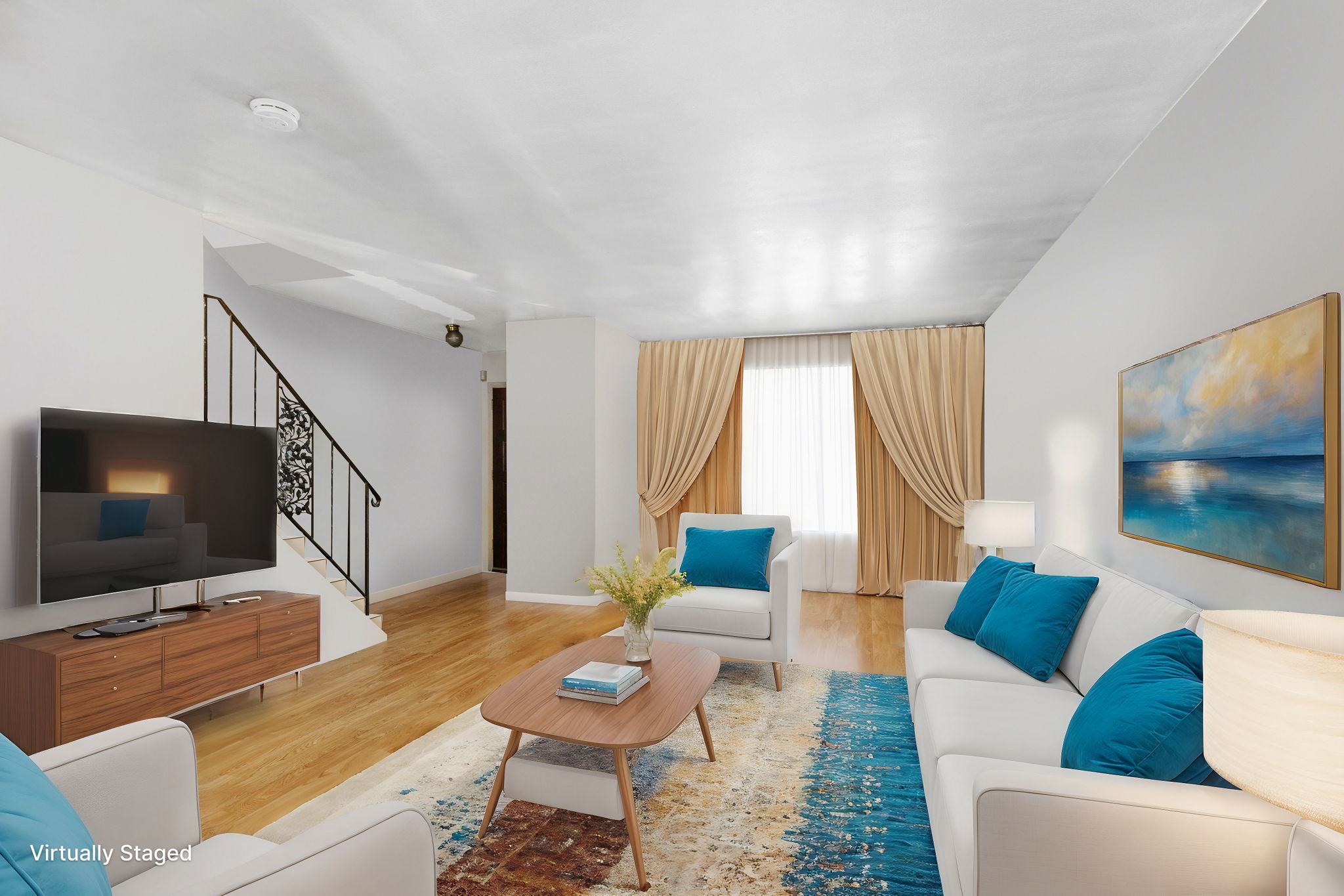 a living room with furniture and a flat screen tv