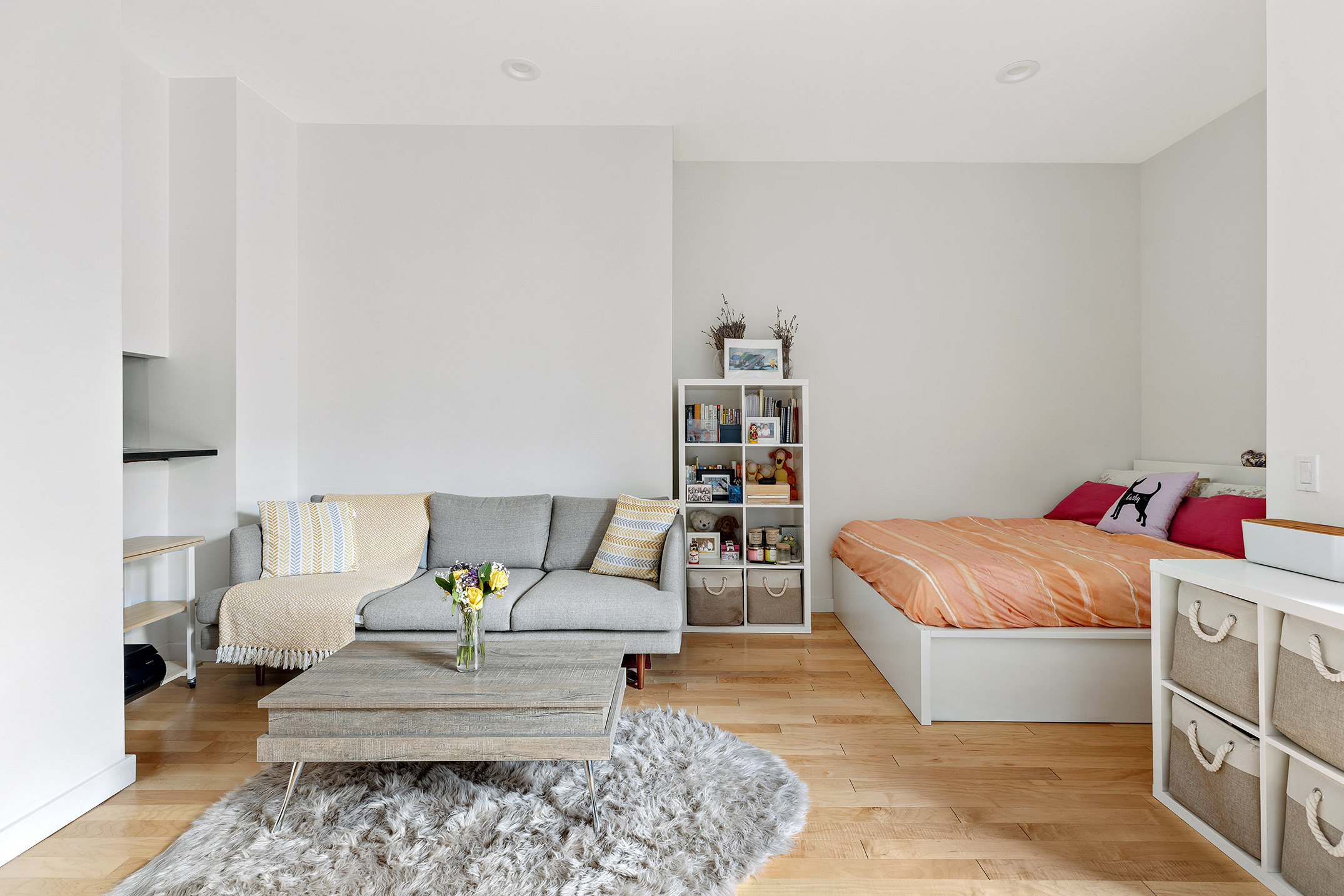 a living room with furniture and a couch