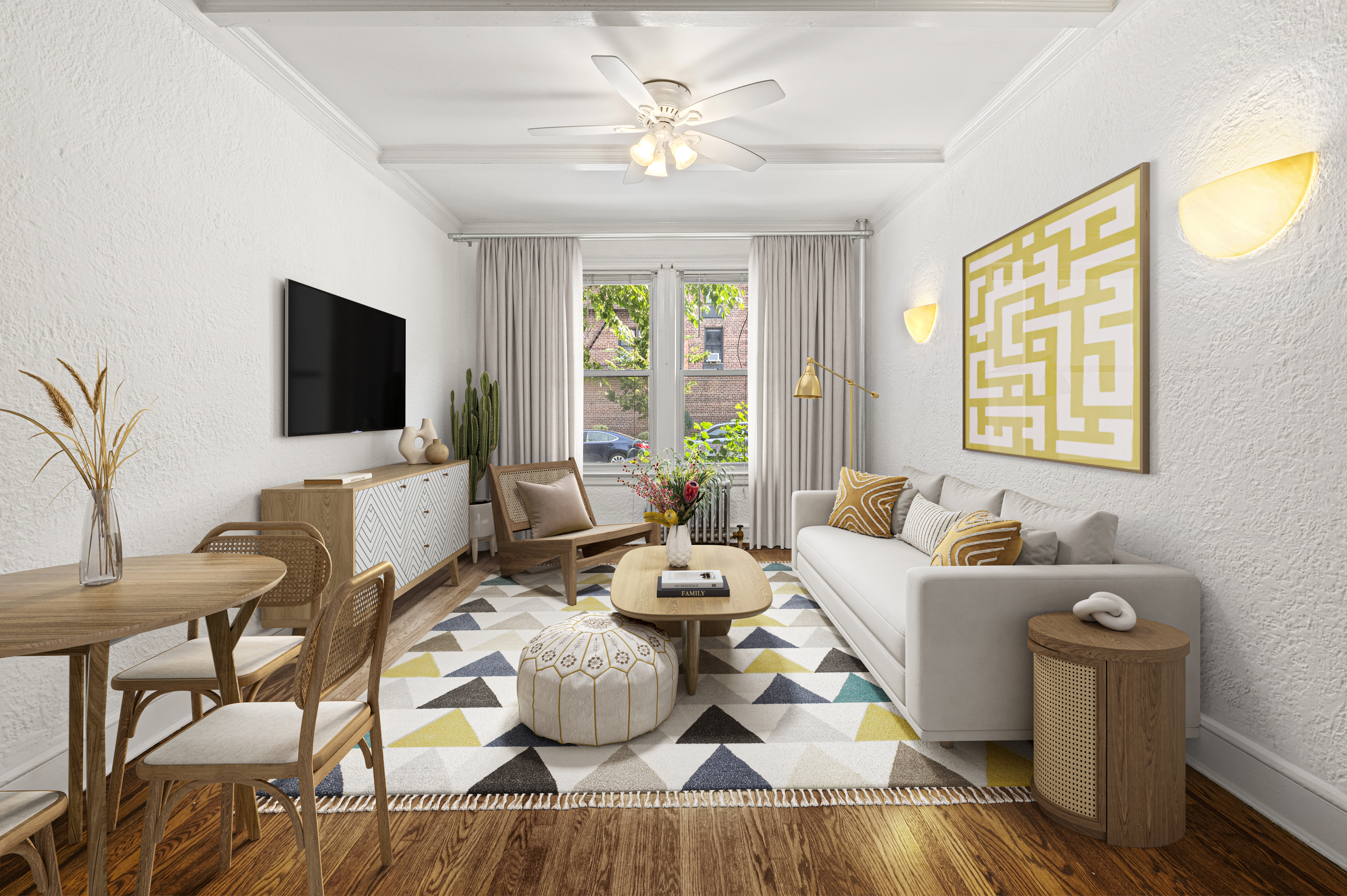 a living room with furniture and a flat screen tv