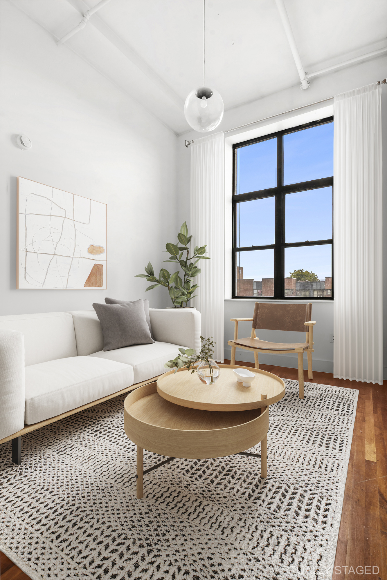 a living room with furniture