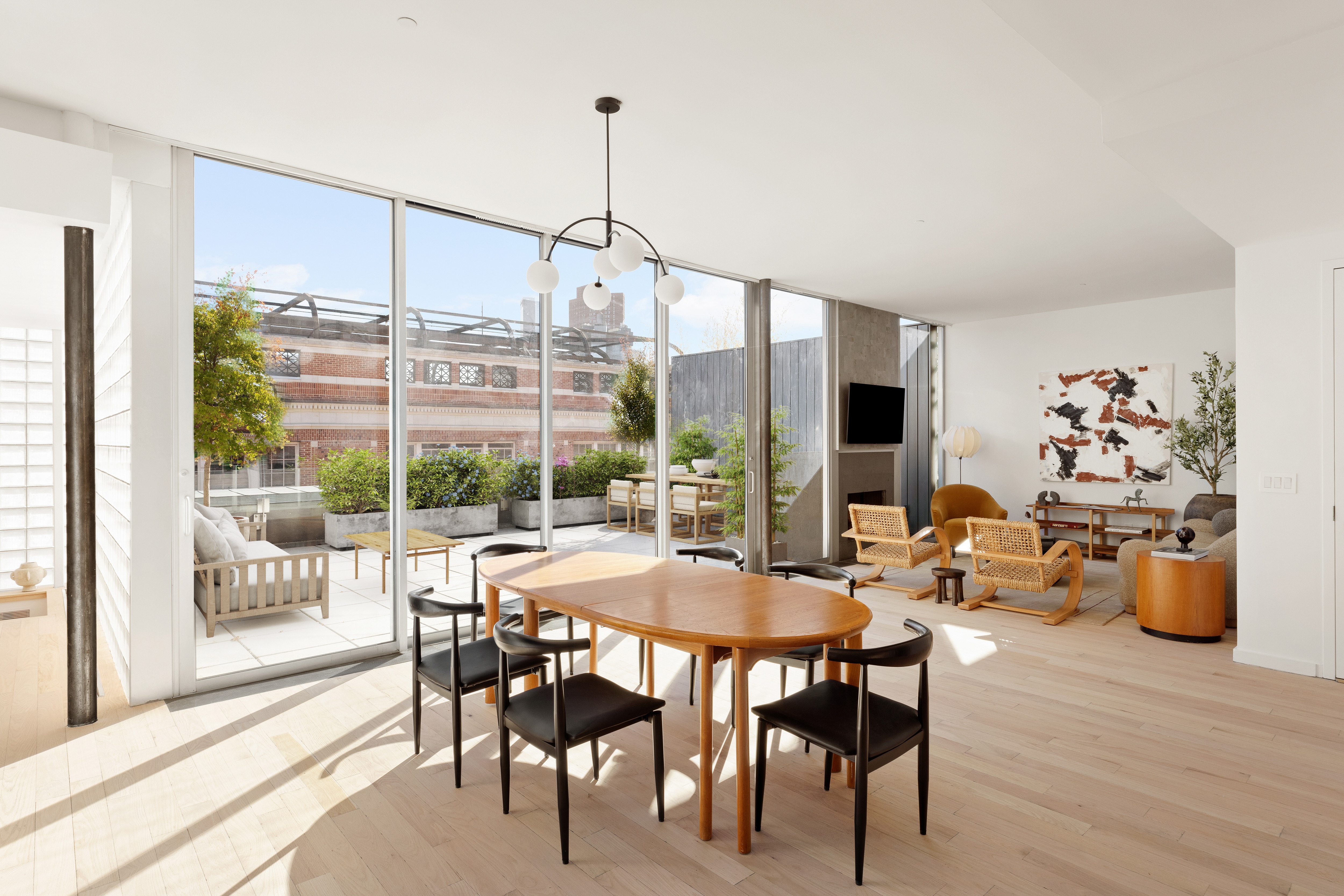 a view of a dining room and livingroom view