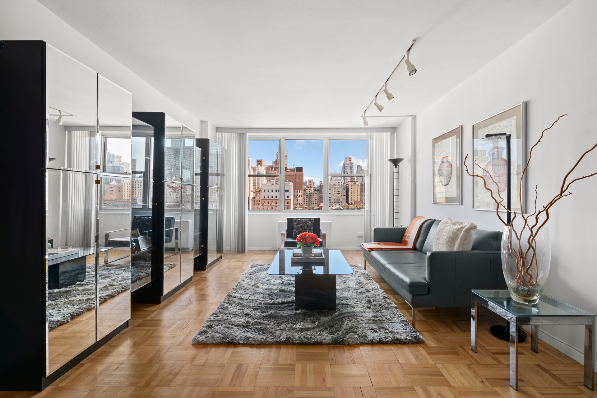 a living room with furniture