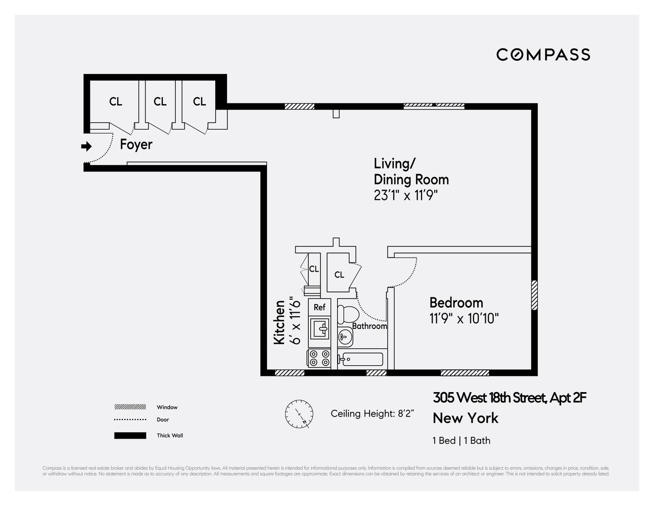 $619,000 | 305 West 18th Street, Unit 2F | Chelsea