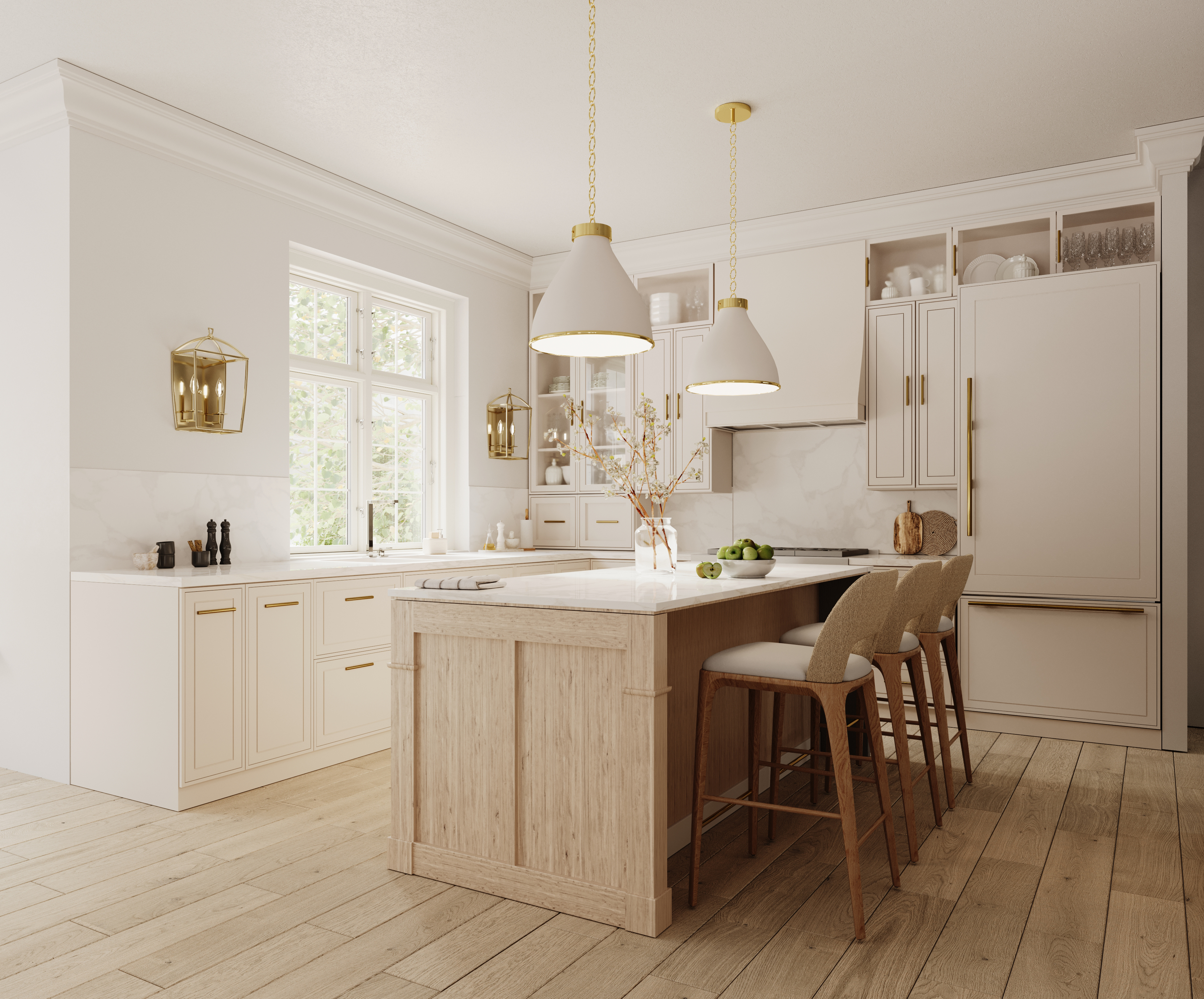 a kitchen with stainless steel appliances granite countertop a white cabinets and a chandelier