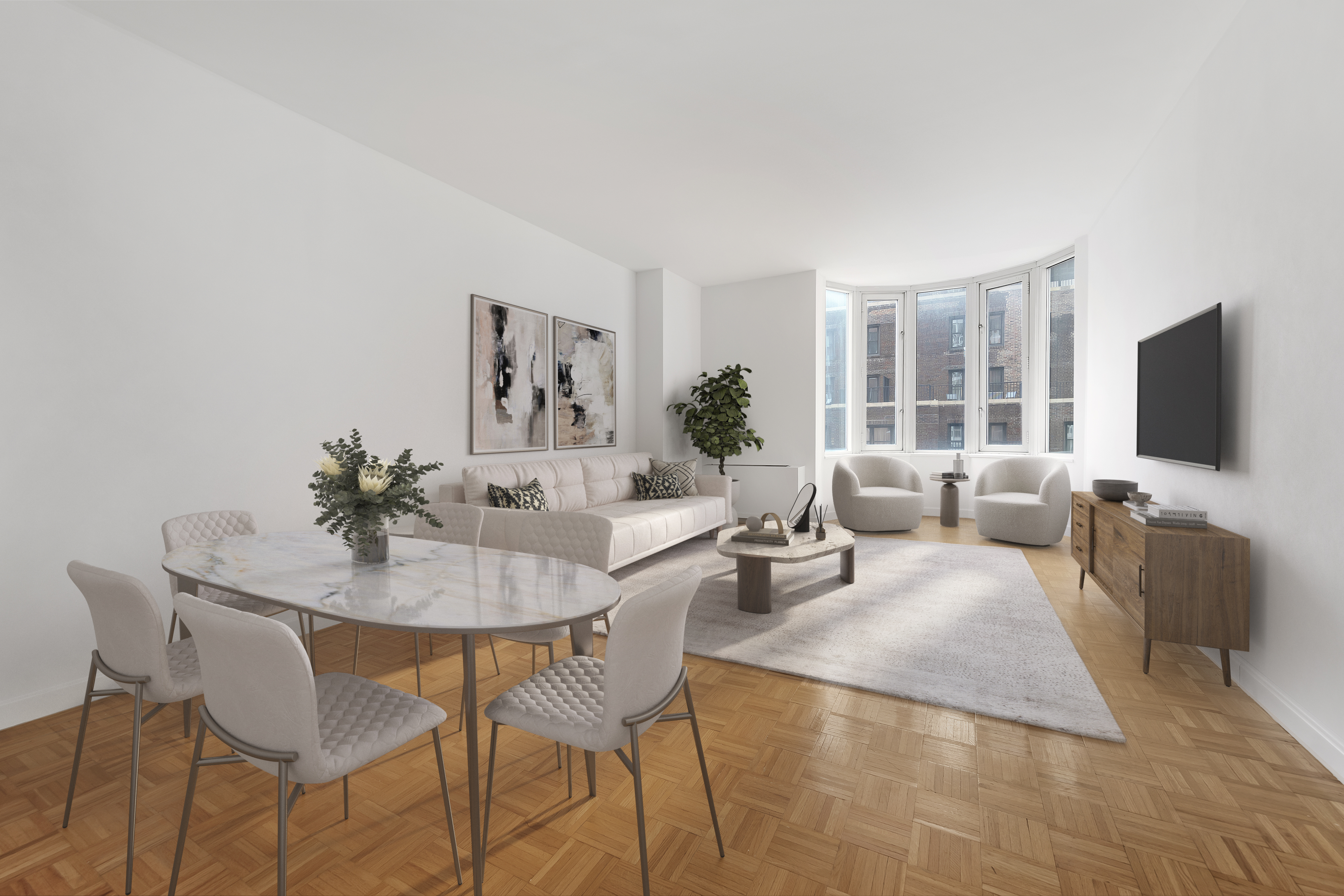 a living room with furniture and a flat screen tv