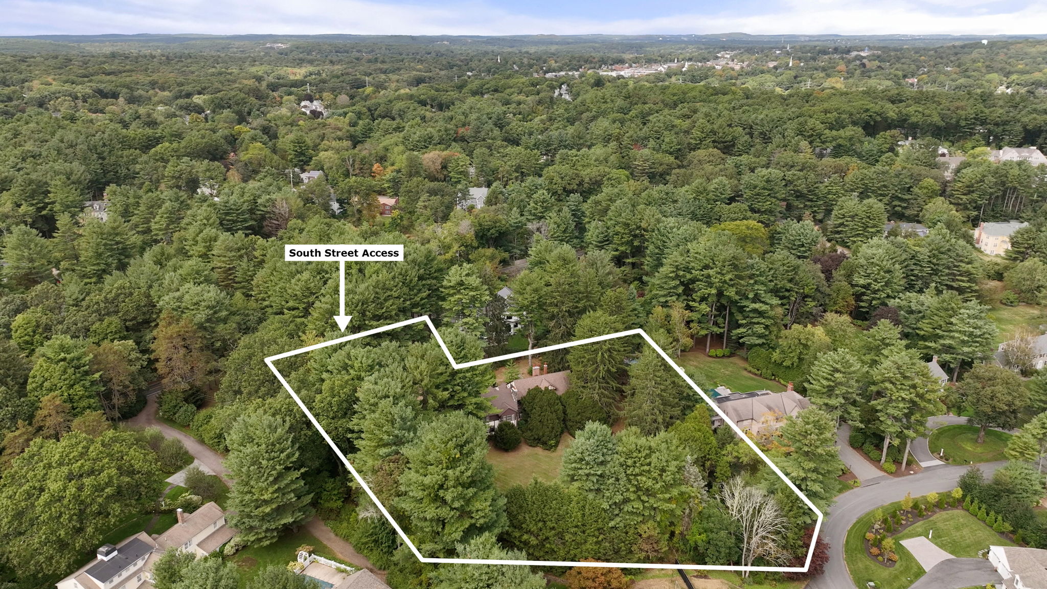 an aerial view of a residential houses