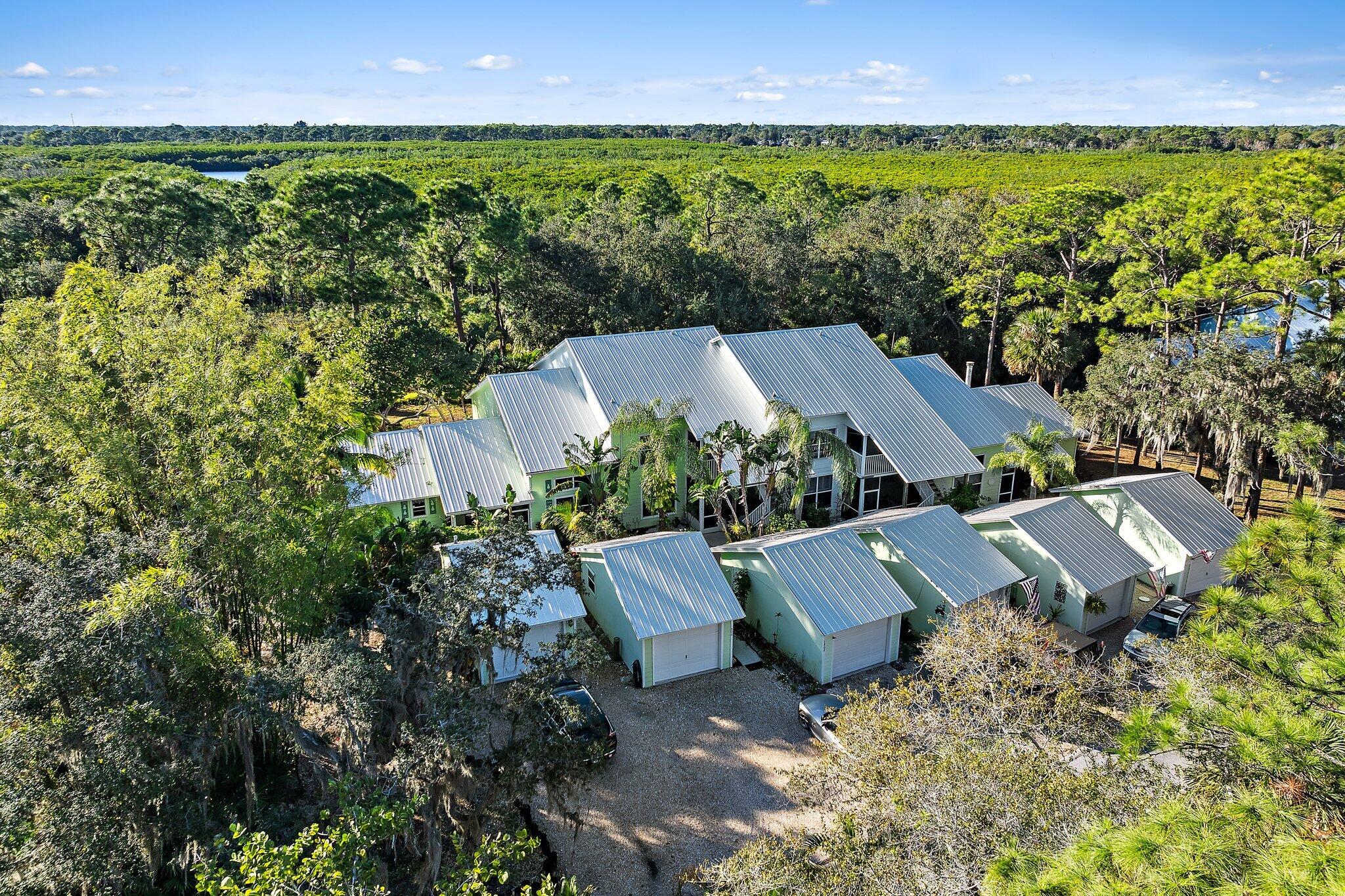 an aerial view of a house