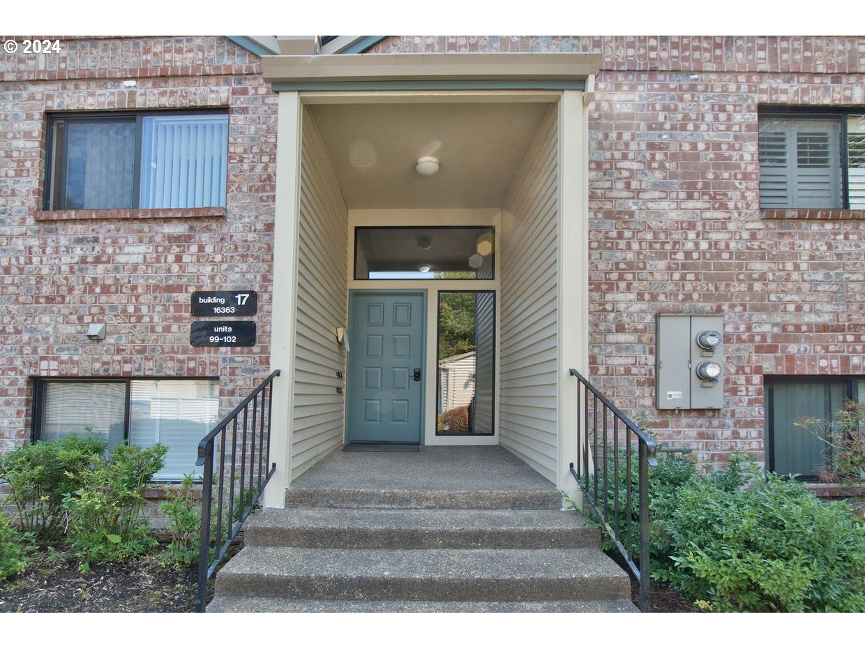 a view of a entryway door front of house