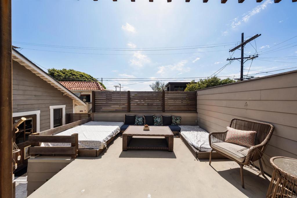 a view of a terrace with chairs