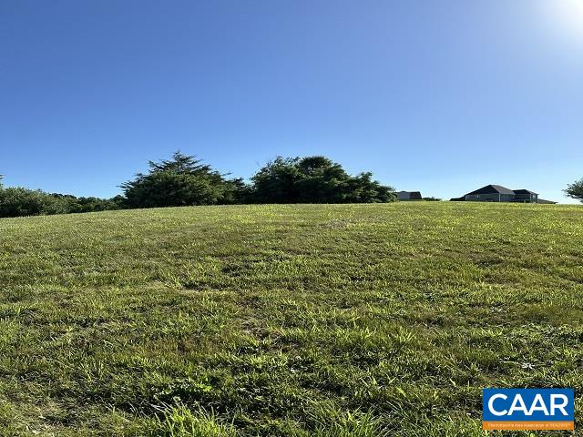 a view of a field with an ocean