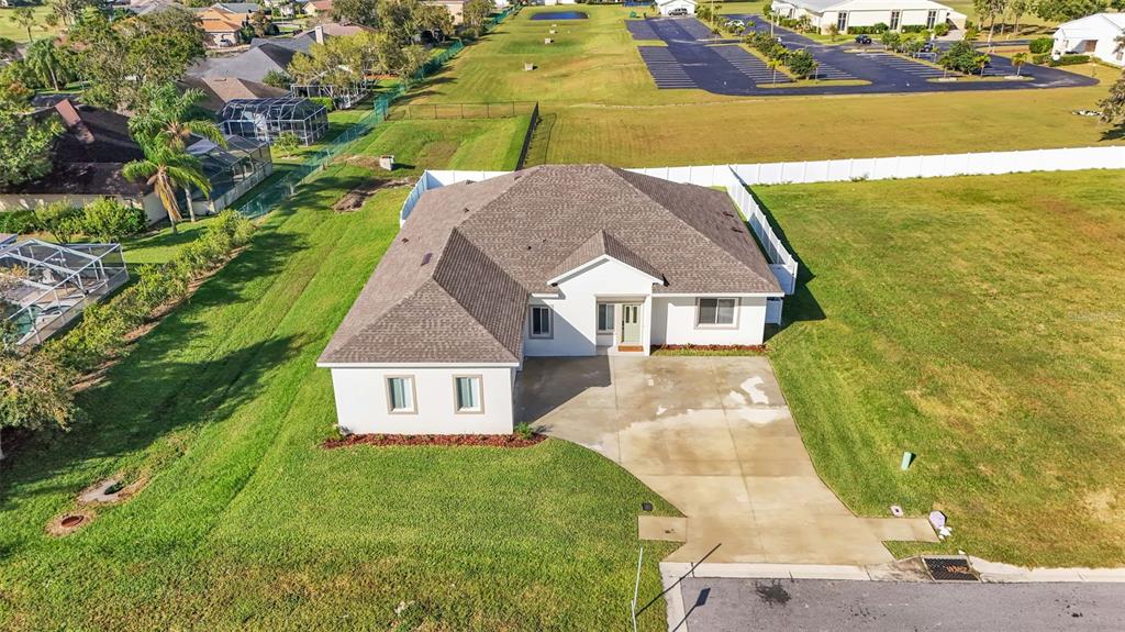 an aerial view of a house