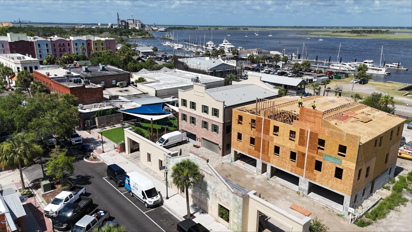 an aerial view of multiple house